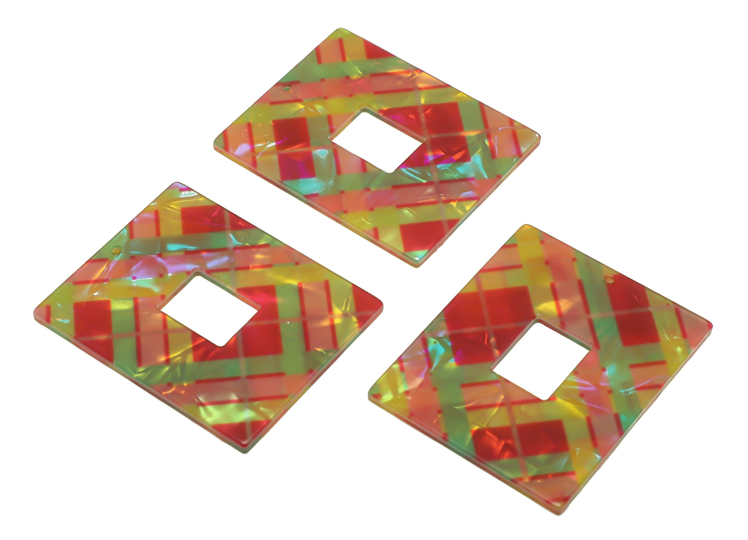 PVC Rectangle Charm - Rectangle Mix Color Pendant - PVC Earring Charm - Jewelry Making - Code:A872 - 49x39.85x2.39mm - AC2614-A872 - DOMEDBAZAAR