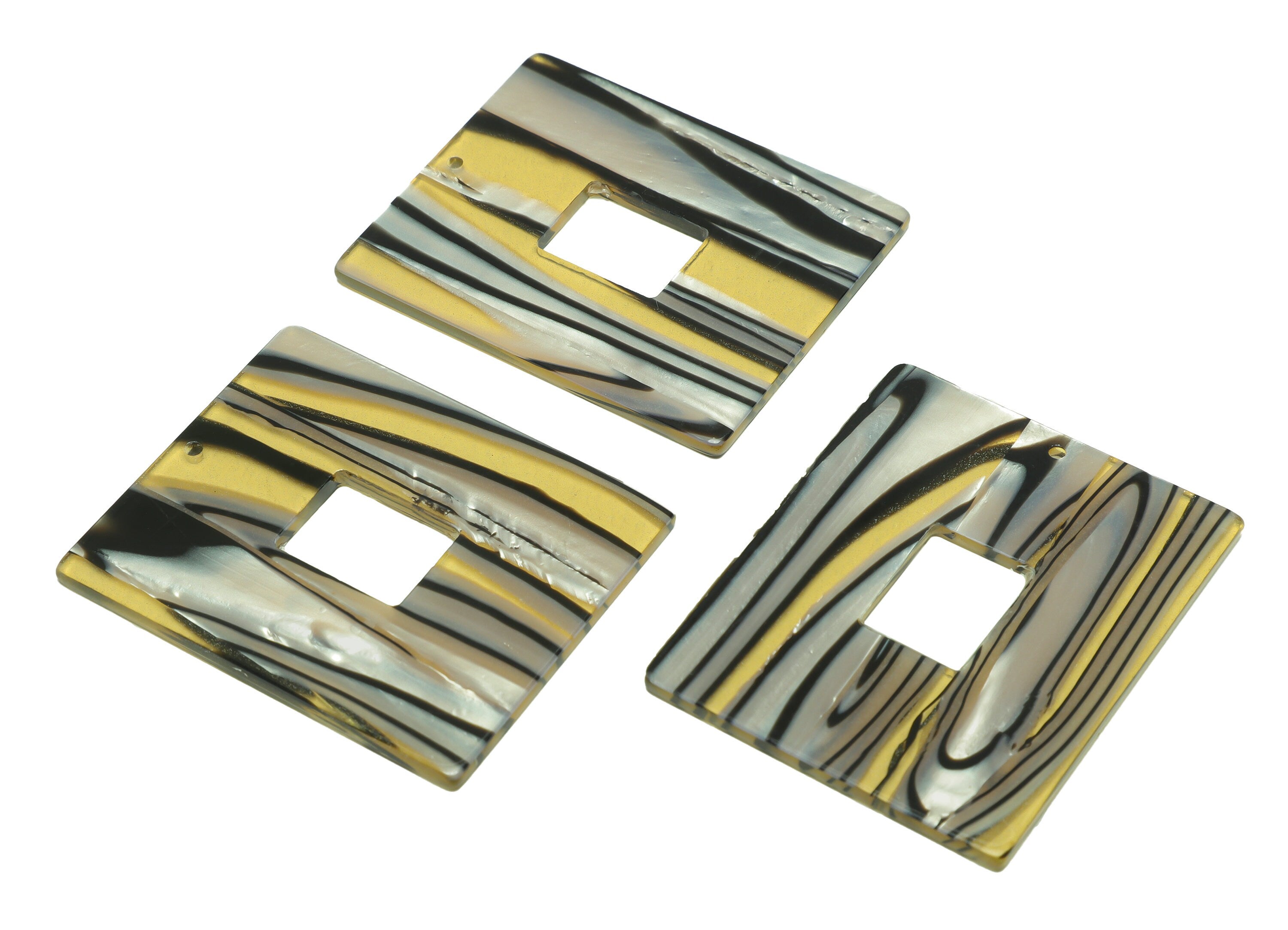 Acrylic Rectangle Charm - Rectangle Rainbow Pendant - Acrylic Earring Charm - Jewelry Making - Code:A942 - 49x40x2.46mm - AC2614-A942 - DOMEDBAZAAR