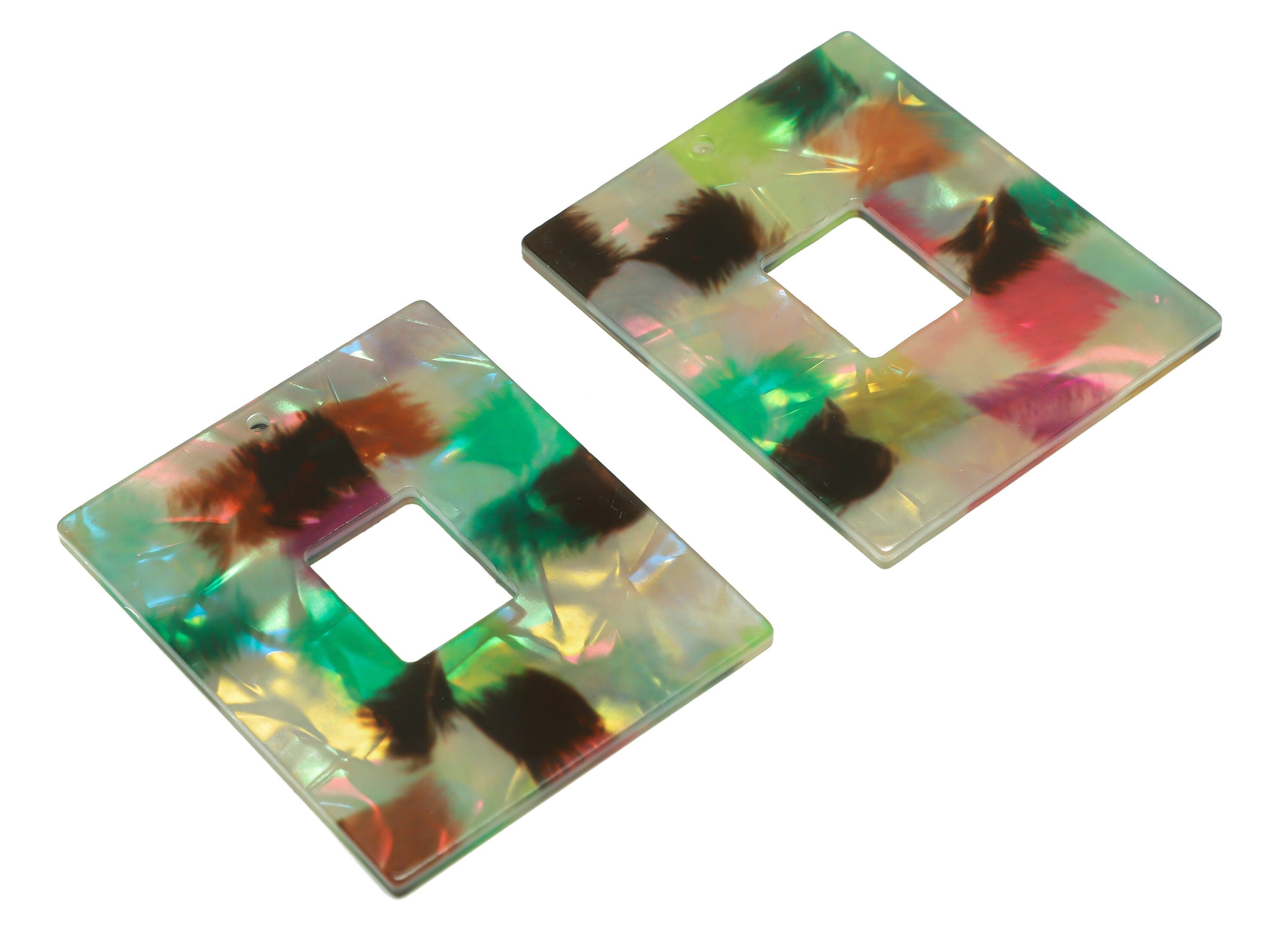 PVC Rectangle Charm - Rectangle Mix Color Pendant - PVC Earring Charm - Jewelry Making - Code:A934 - 49.37x40.09x2.5mm - AC2614-A934 - DOMEDBAZAAR