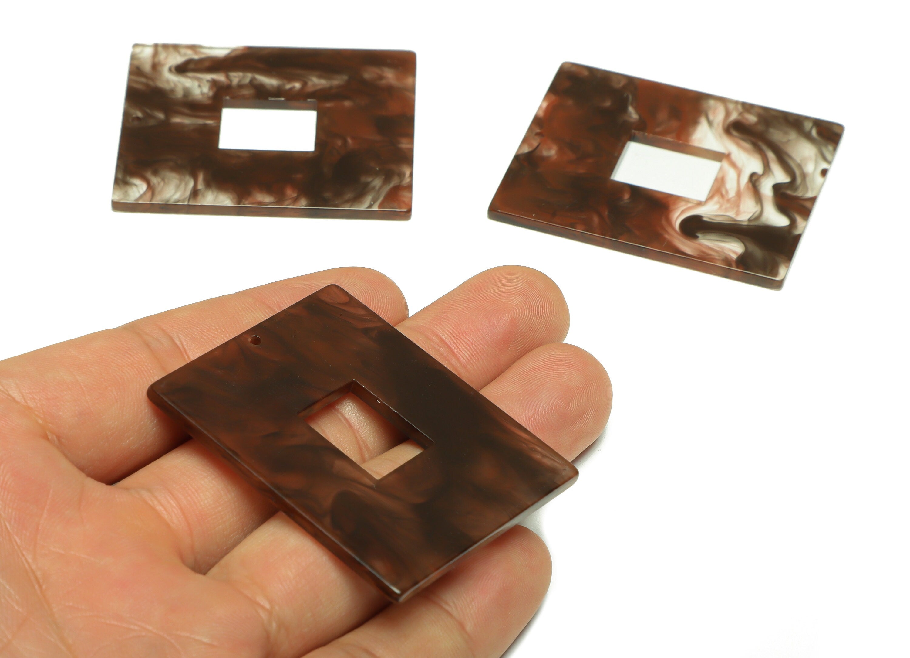 Acrylic Rectangle Charm - Rectangle Mix Color Pendant - Acrylic Earring Charm - Jewelry Making - Code:A967 - 49x39.89x2.39mm - AC2614-A967 - DOMEDBAZAAR