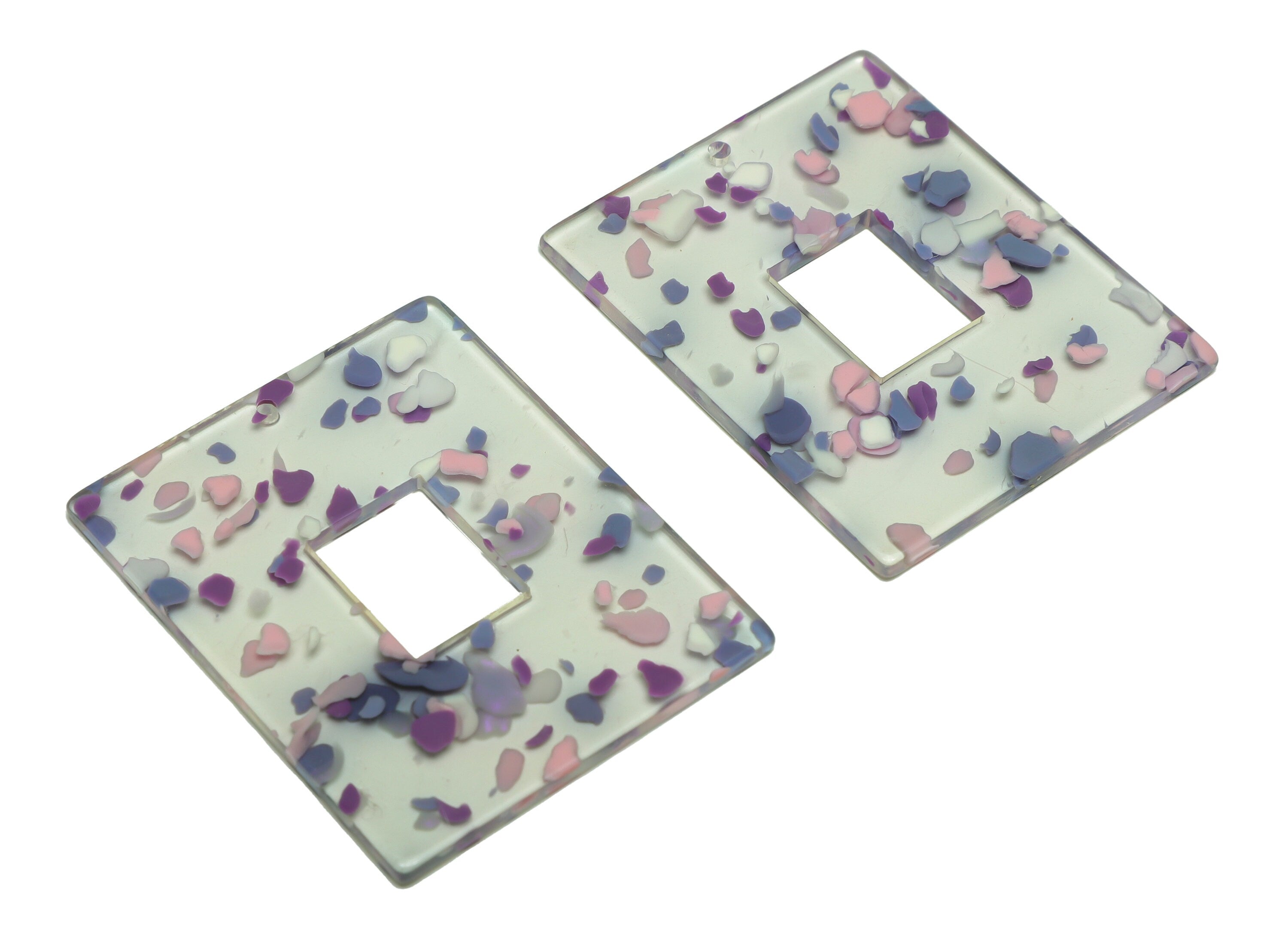 Acrylic Rectangle Charm - Acrylic Big Rectangle Pendant - Acrylic Earring Charm - Jewelry Making - Code:A823 - 49x39.89x2mm - AC2614-A823 - DOMEDBAZAAR
