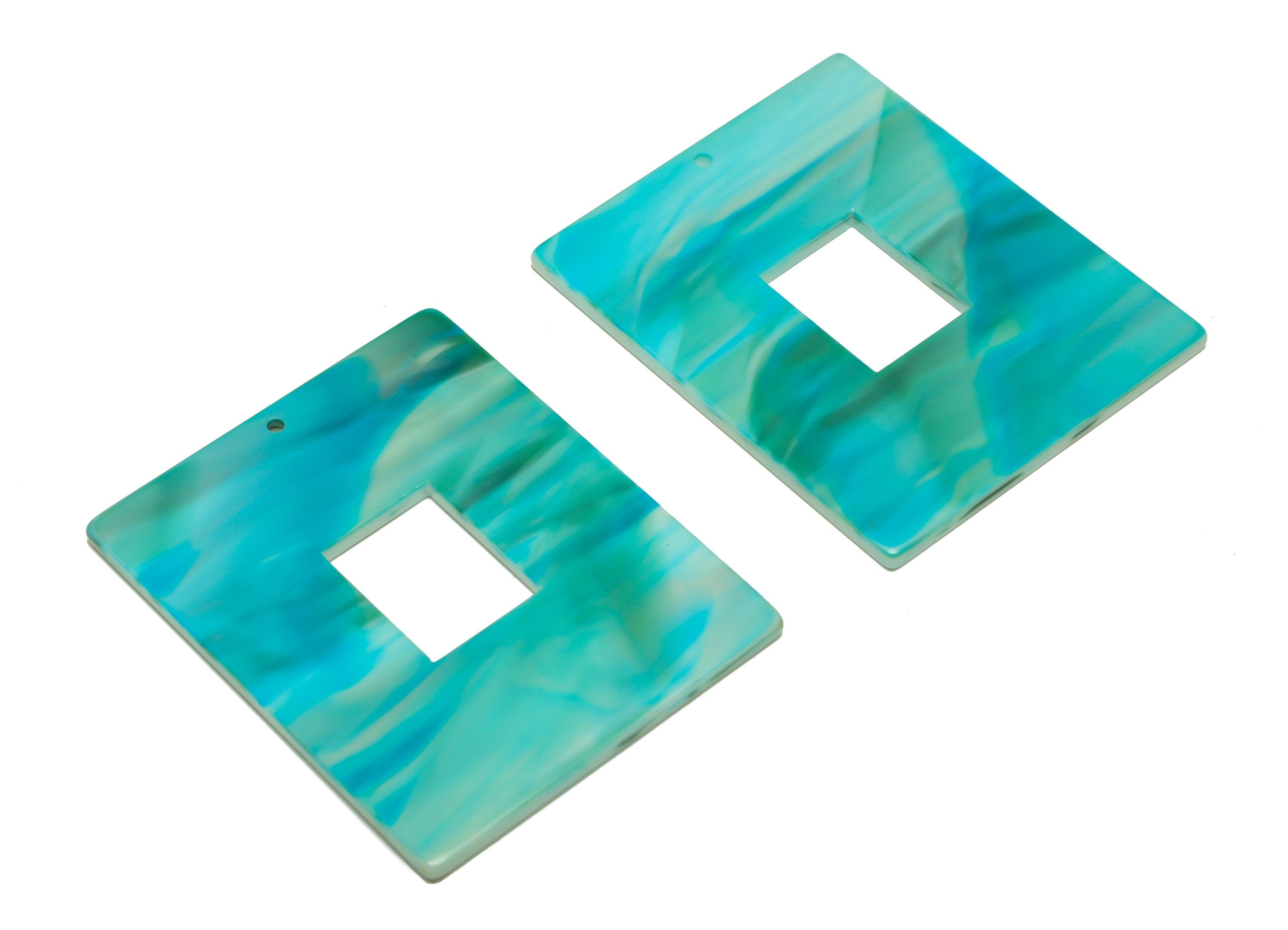 Acrylic Rectangle Charm - Acrylic Blue Pendant - Acrylic Earring Charm - Jewelry Making - Code:A506 - 49x39.89x2mm - AC2614-A506 - DOMEDBAZAAR