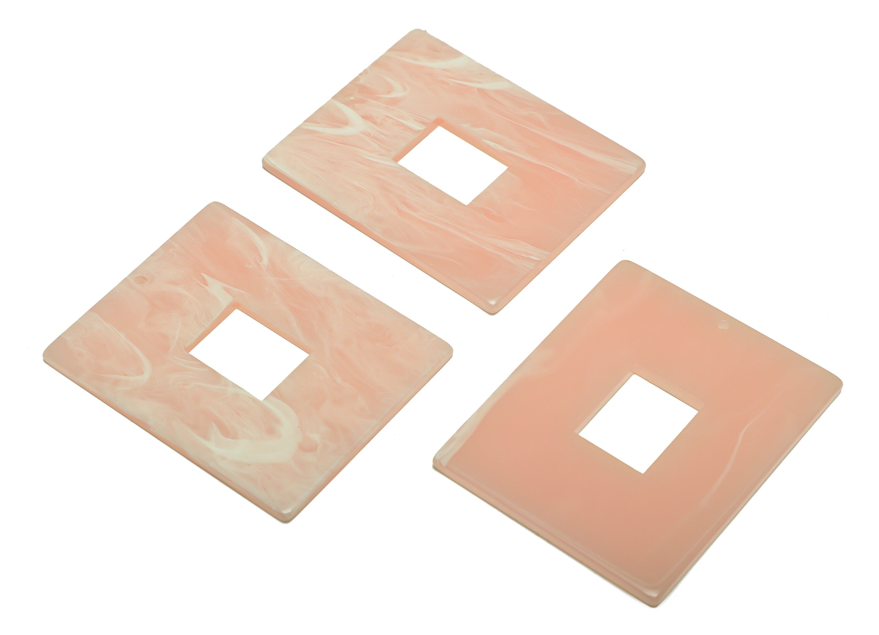 Acrylic Rectangle Charm - Acrylic Pink Pendant - Acrylic Earring Charm - Jewelry Making - Code:A933 - 49x39.89x2mm - AC2614-A933 - DOMEDBAZAAR