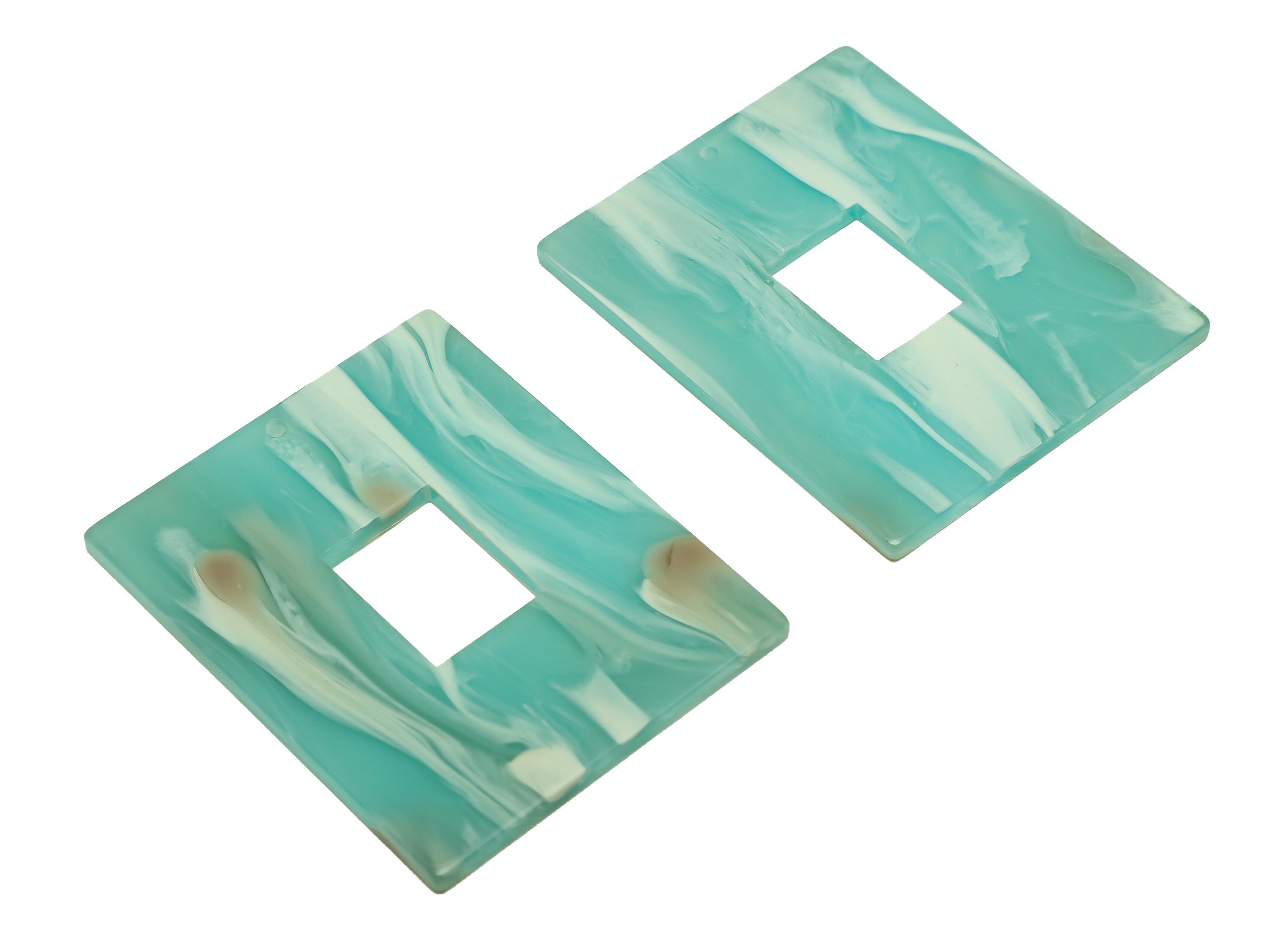 Acrylic Rectangle Charm - Acrylic Lake Blue Pendant - Acrylic Aqua Earring Charm - Jewelry Making - Code:A969 - 49x39.89x2mm - AC2614-A969 - DOMEDBAZAAR