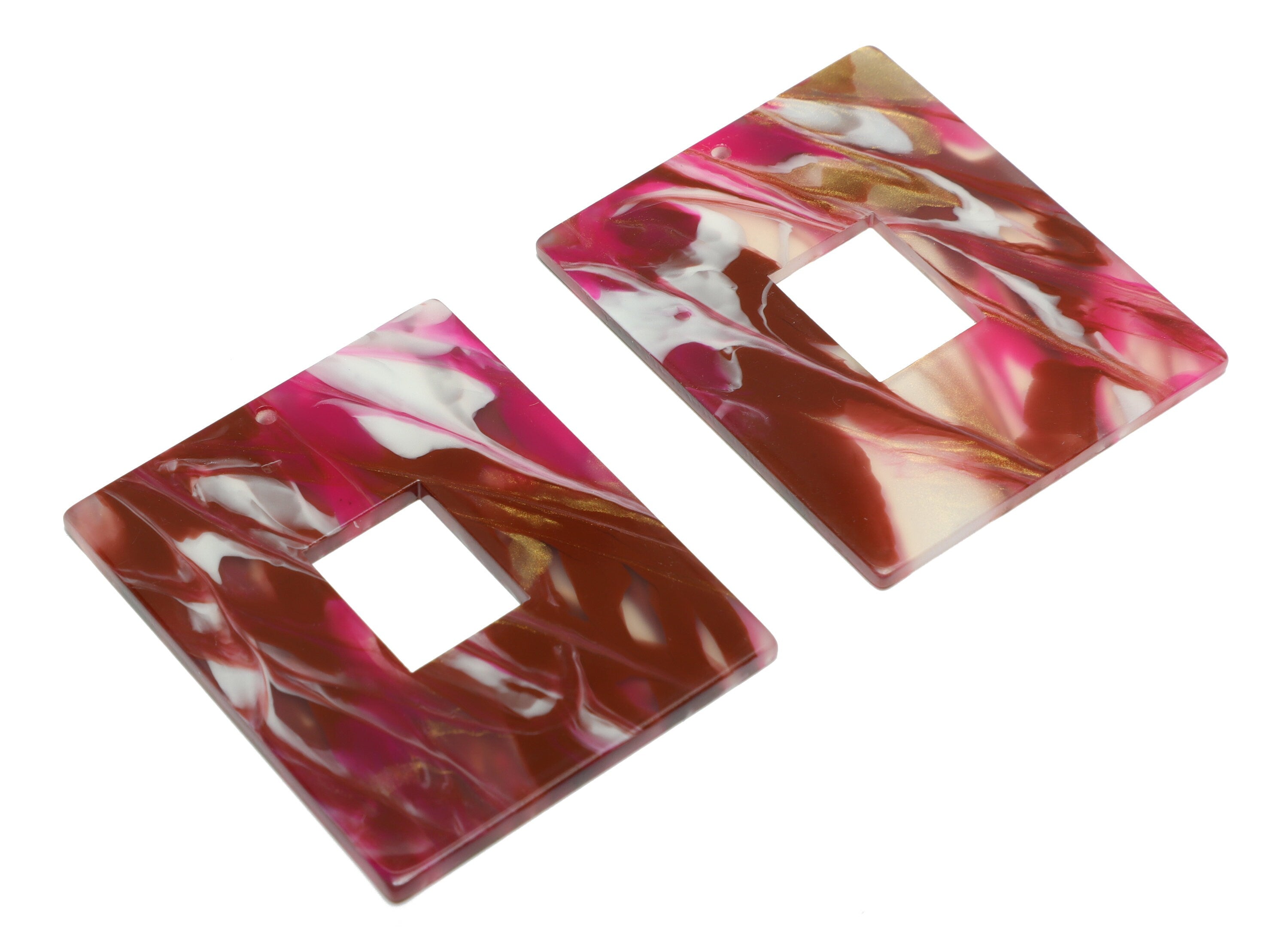 Acrylic Rectangle Charm - Acrylic Rainbow Pendant - Acrylic Earring Charm - Marbling Pattern- Code:A956 - 49x39.89x2mm - AC2614-A956 - DOMEDBAZAAR