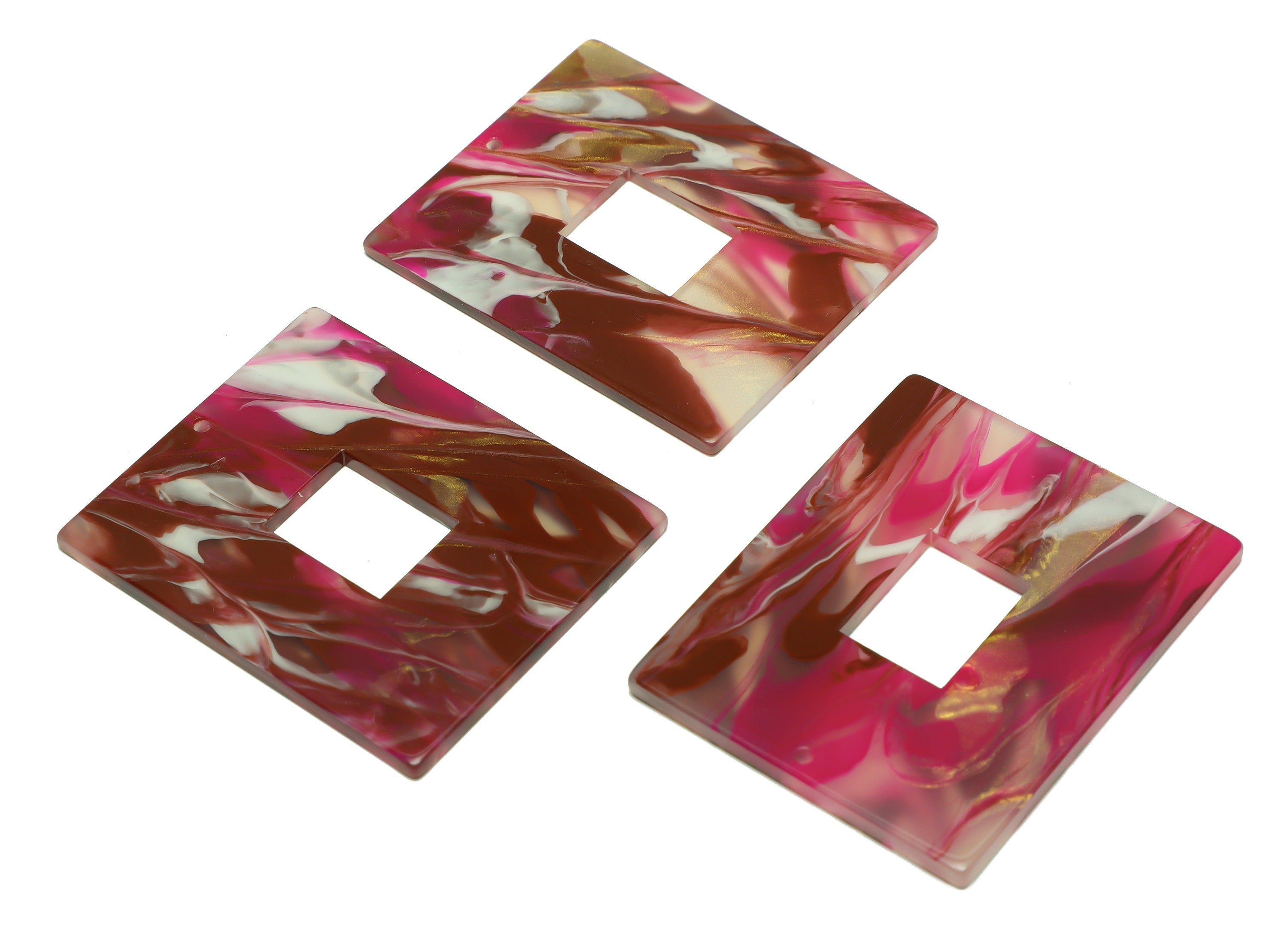 Acrylic Rectangle Charm - Acrylic Rainbow Pendant - Acrylic Earring Charm - Marbling Pattern- Code:A956 - 49x39.89x2mm - AC2614-A956 - DOMEDBAZAAR