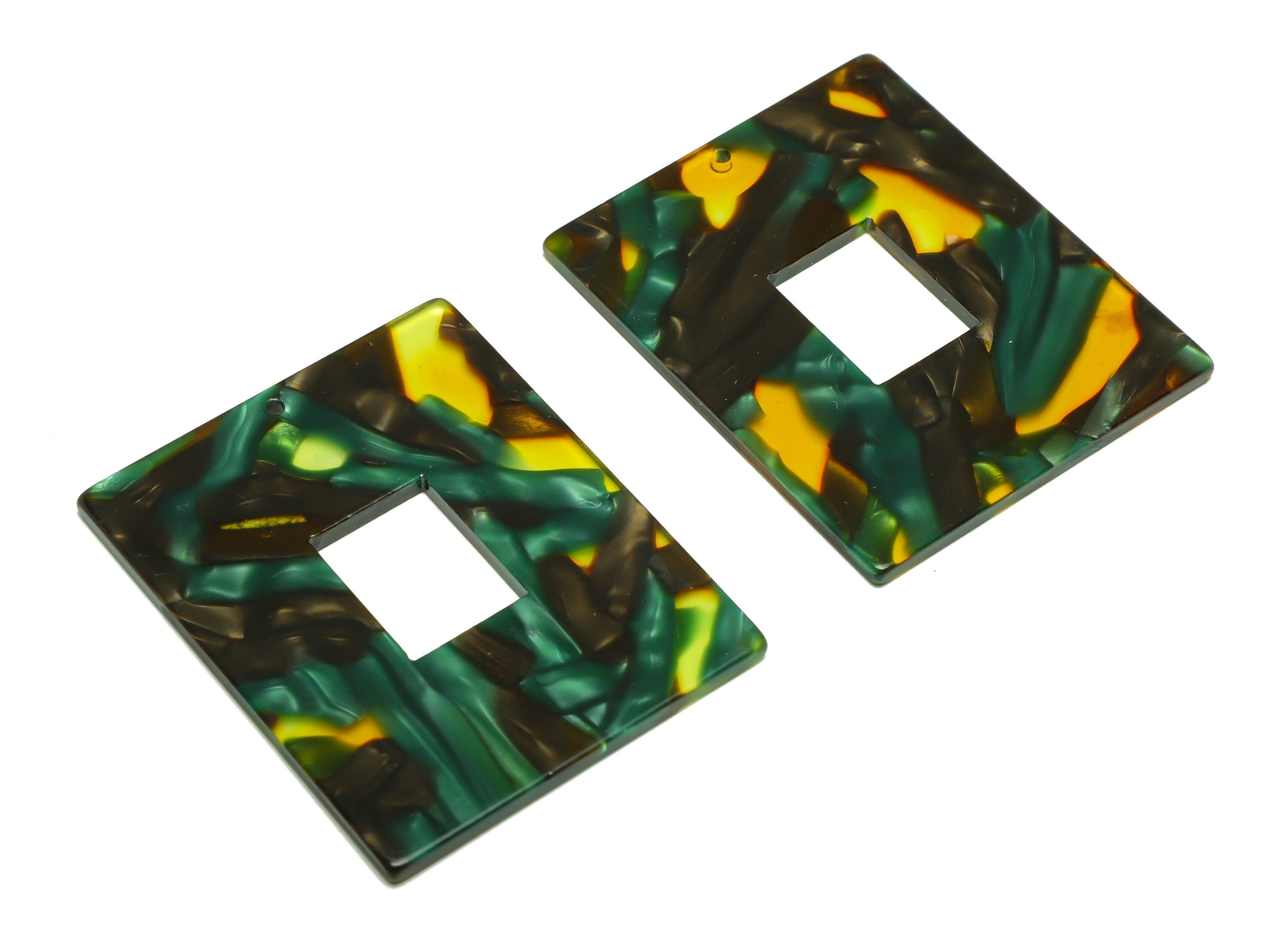 Acetate Rectangle Charm - Acetate Big Rectangle Pendant - Acetate Zebra Print Earring Charm - Code:A513 - 49x39.89x2mm - AC2614-A513 - DOMEDBAZAAR