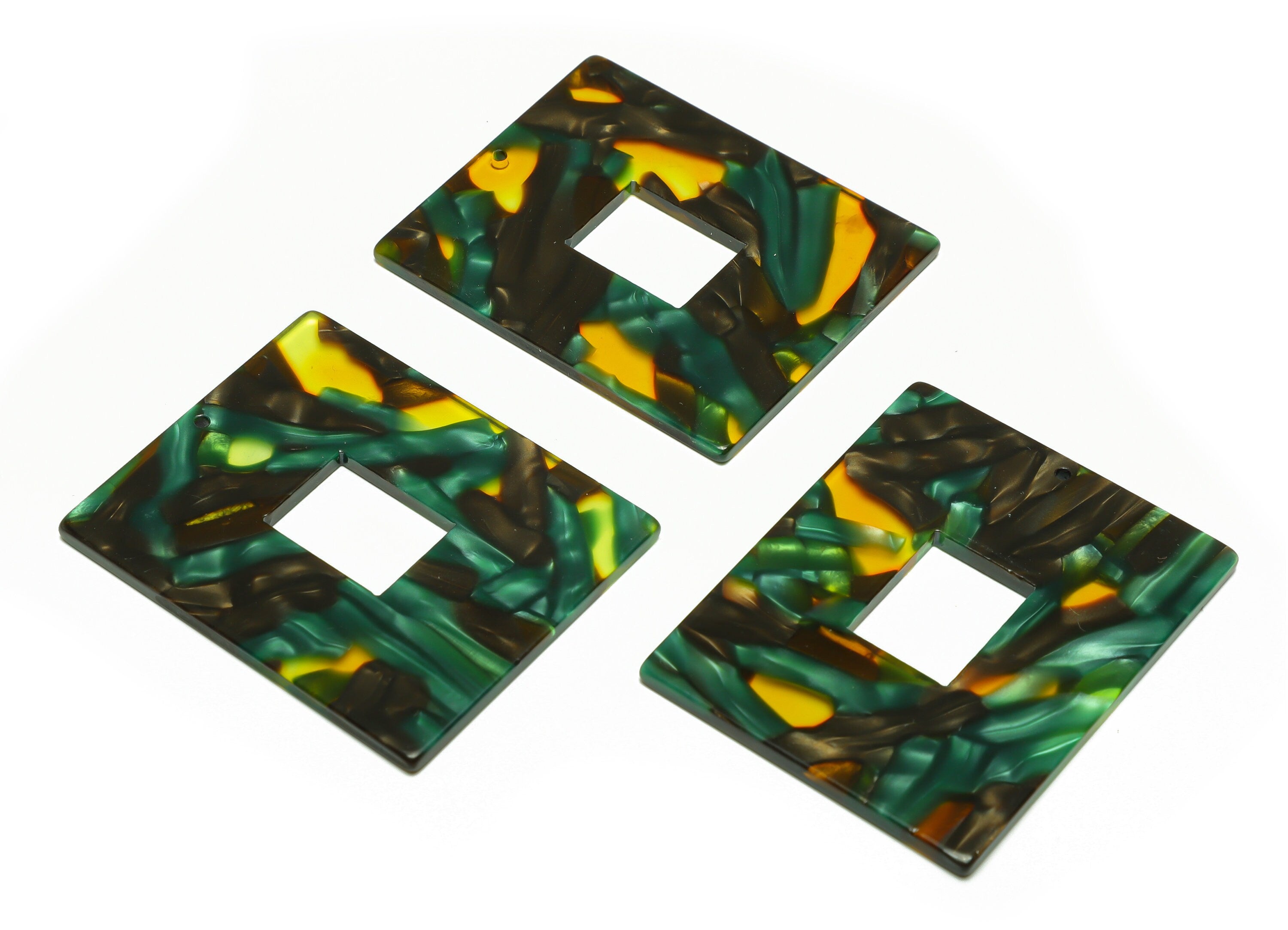 Acetate Rectangle Charm - Acetate Big Rectangle Pendant - Acetate Zebra Print Earring Charm - Code:A513 - 49x39.89x2mm - AC2614-A513 - DOMEDBAZAAR