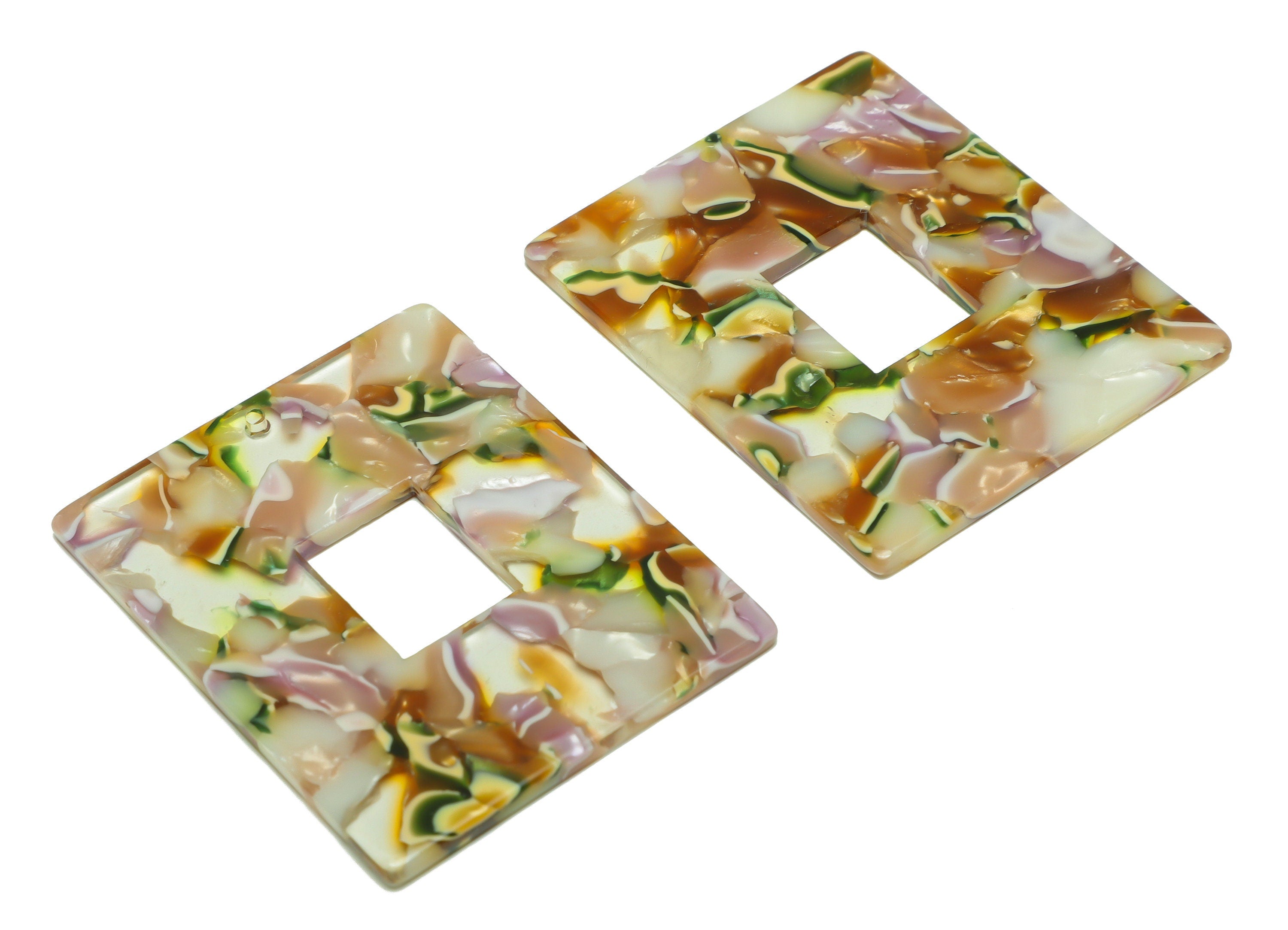 Acetate Rectangle Charm - Acetate Big Rectangle Pendant - Acetate Zebra Print Earring Charm - Code:A537 - 49x39.89x2mm - AC2614-A537 - DOMEDBAZAAR