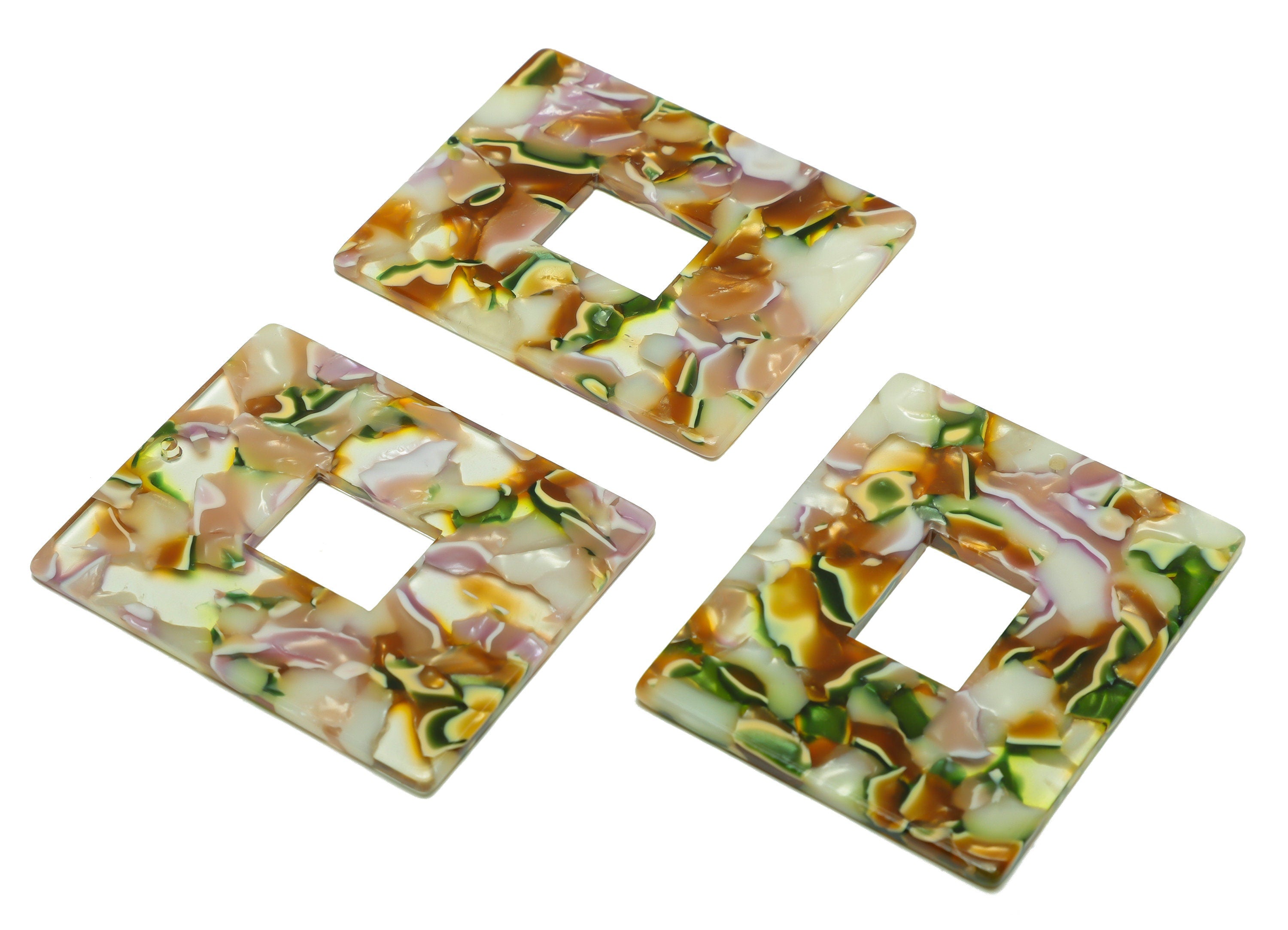 Acetate Rectangle Charm - Acetate Big Rectangle Pendant - Acetate Zebra Print Earring Charm - Code:A537 - 49x39.89x2mm - AC2614-A537 - DOMEDBAZAAR