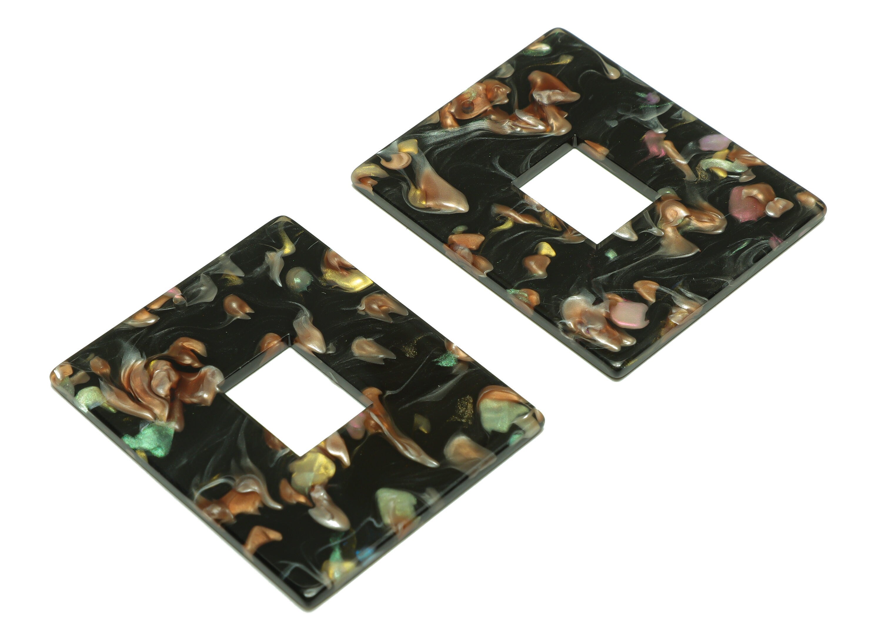 Acetate Rectangle Charm - Acetate Big Rectangle Pendant - Acetate Earring Charm - Code:A949 - 49x39.89x2mm - AC2614-A949 - DOMEDBAZAAR