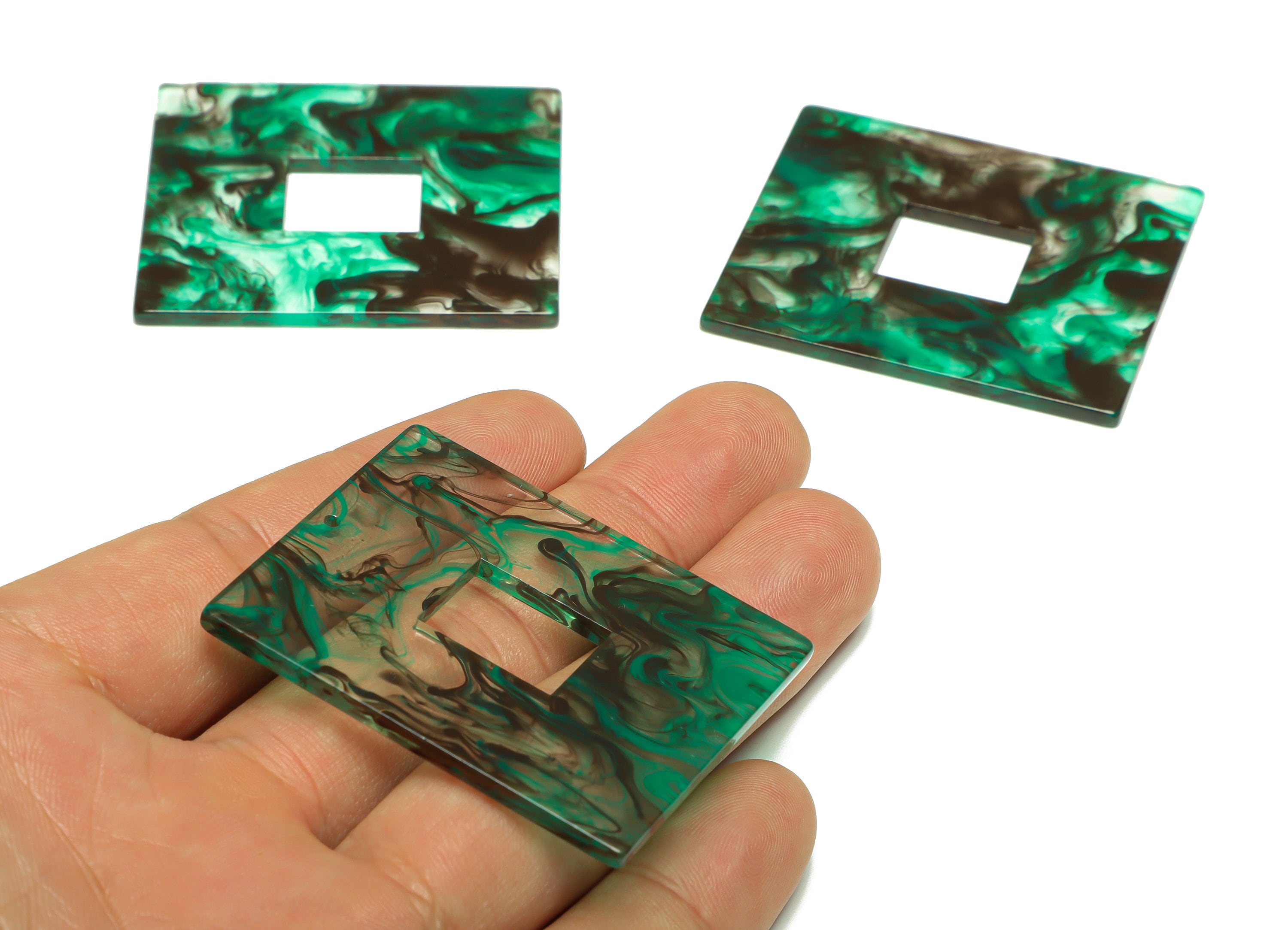 Acrylic Rectangle Charm - Acrylic Transparent Pendant - Acrylic Earring Charm - Jewelry Making - Code:A948 - 49x39.89x2mm - AC2614-A948 - DOMEDBAZAAR