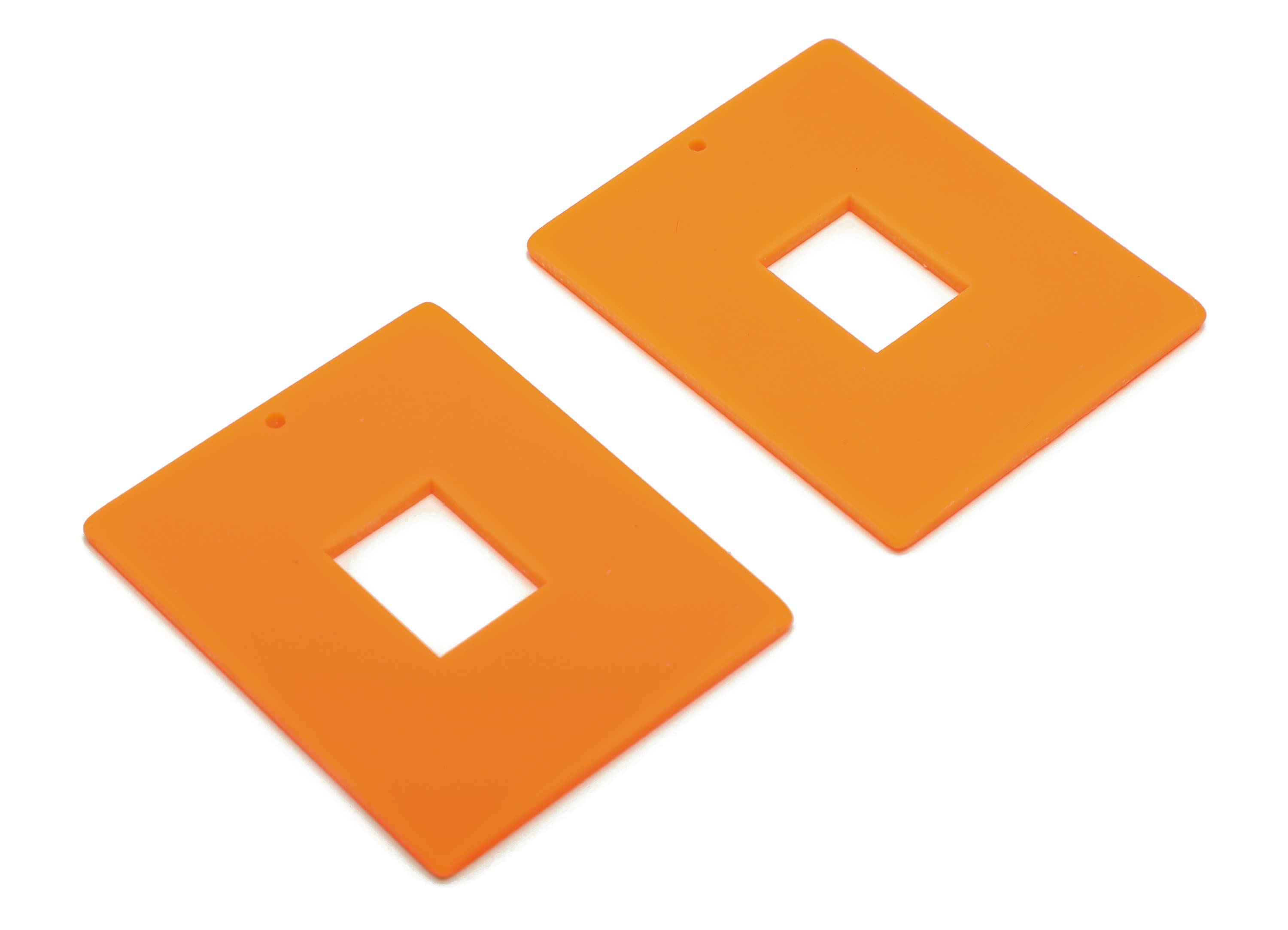 Acrylic Rectangle Charm - Acrylic Orange Pendant - Acrylic Earring Charm - Jewelry Making - Code:A482- 49x39.89x2mm - AC2614-A482 - DOMEDBAZAAR