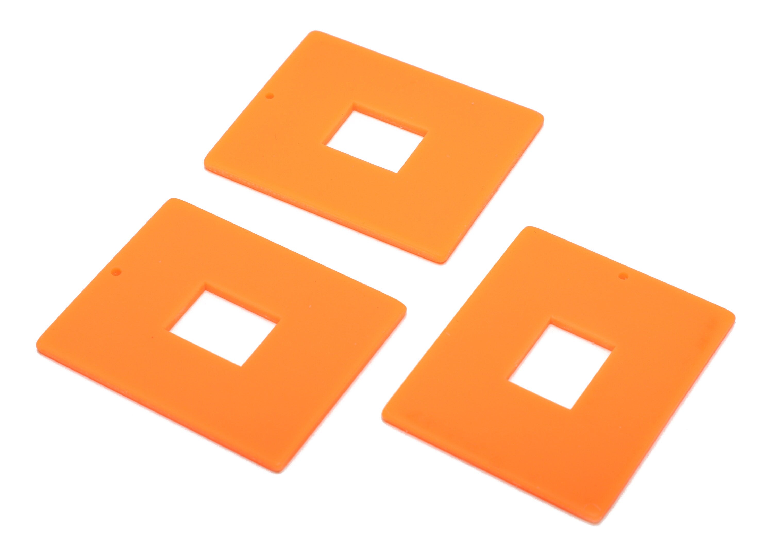 Acrylic Rectangle Charm - Acrylic Orange Pendant - Acrylic Earring Charm - Jewelry Making - Code:A482- 49x39.89x2mm - AC2614-A482 - DOMEDBAZAAR