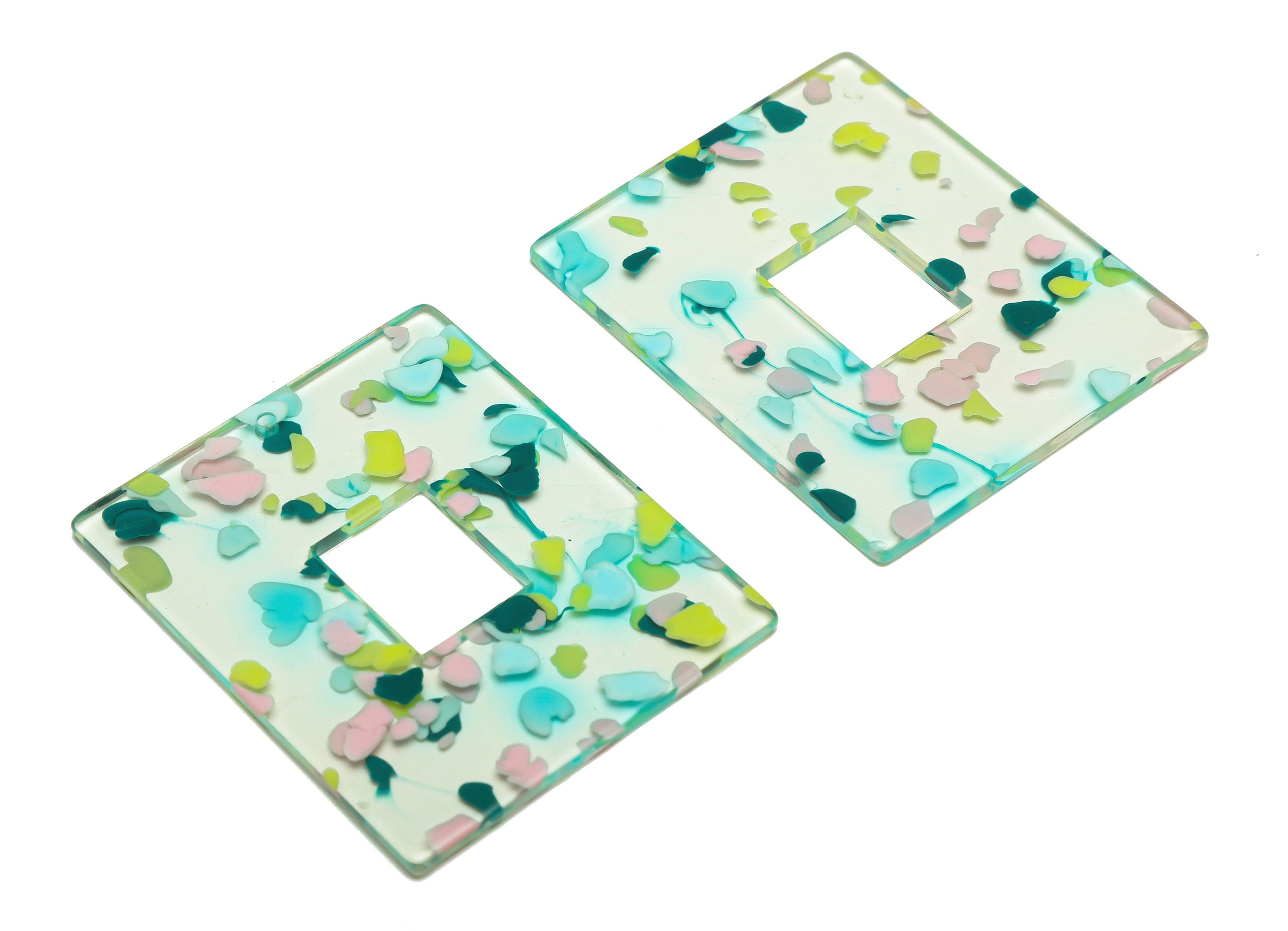 Acrylic Rectangle Charm - Acrylic Big Rectangle Pendant - Acrylic Earring Charm - Jewelry Making - Code:A222 - 49x39.89x2mm - AC2614-A222 - DOMEDBAZAAR