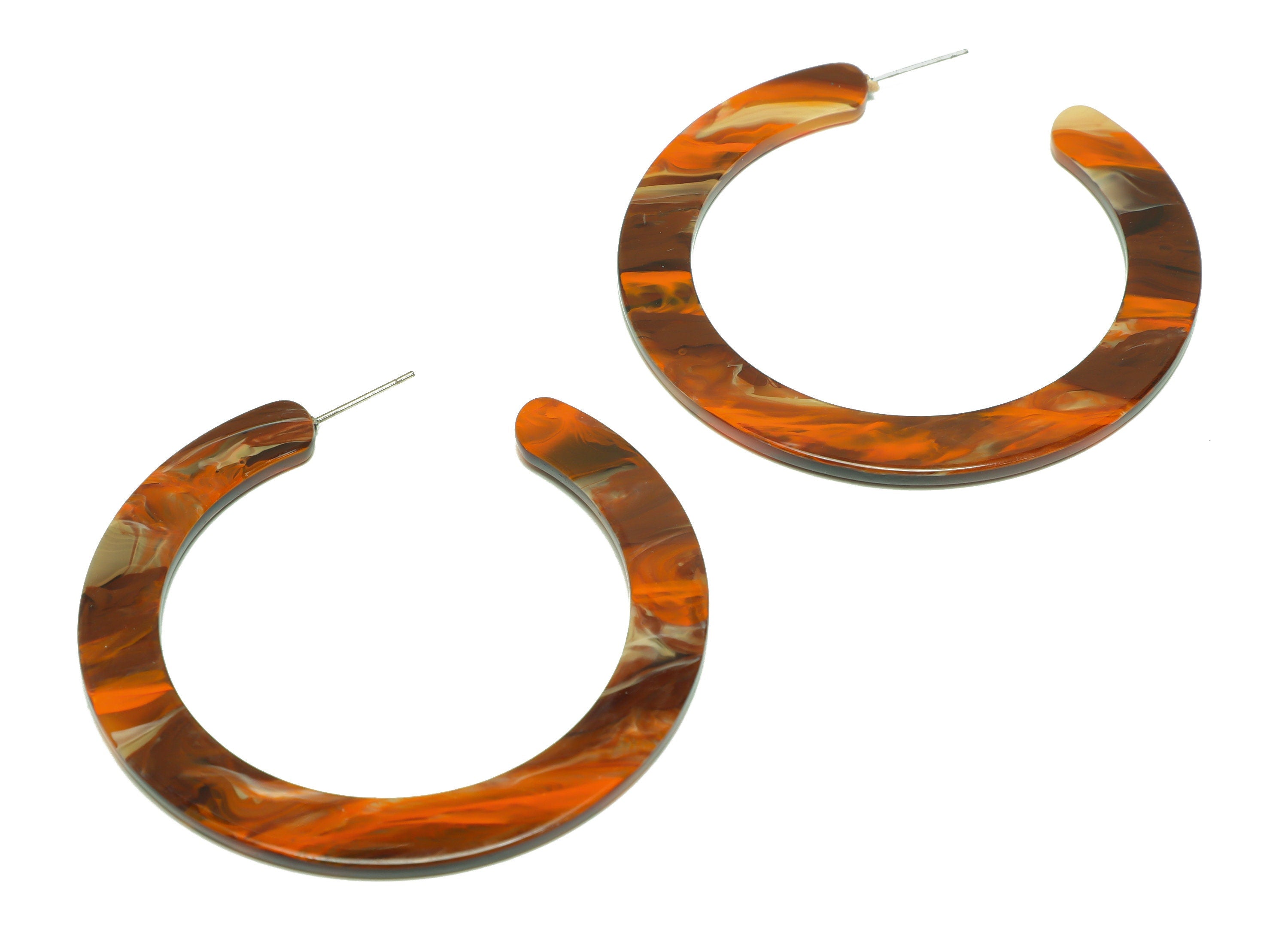Acrylic Open Hoop Earrings Stud - Acrylic Hoop Earring - Acrylic Round Earring Post - Open Circle - Color Code:937 - 61x60x2mm - AC2615-A937 - DOMEDBAZAAR
