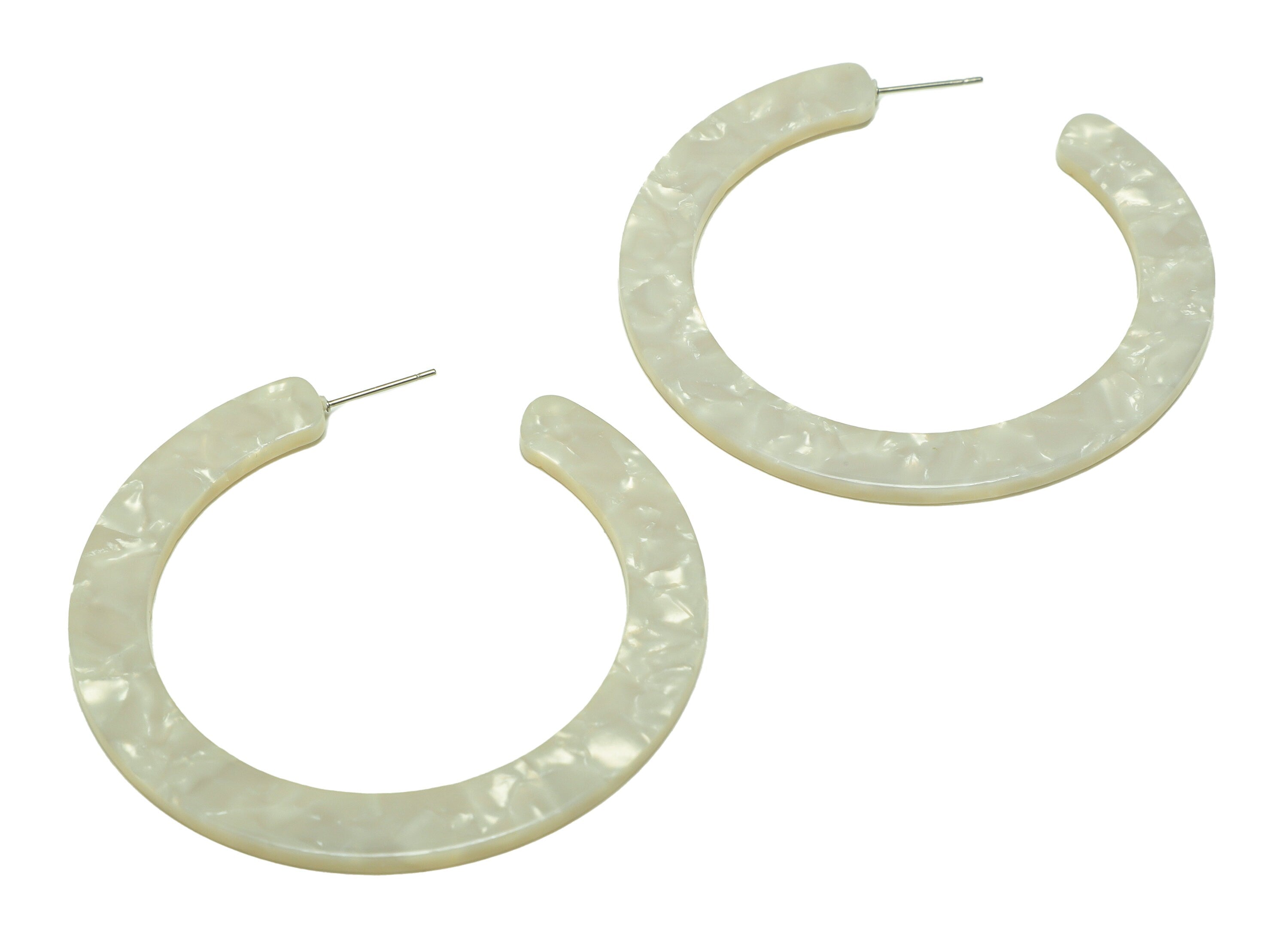 Acetate Open Hoop Earrings Stud - Acetate Hoop Earring -Acetate Round Earring Post - Open Circle - Color Code:12 - 61x60x2mm - AC2615-A12 - DOMEDBAZAAR