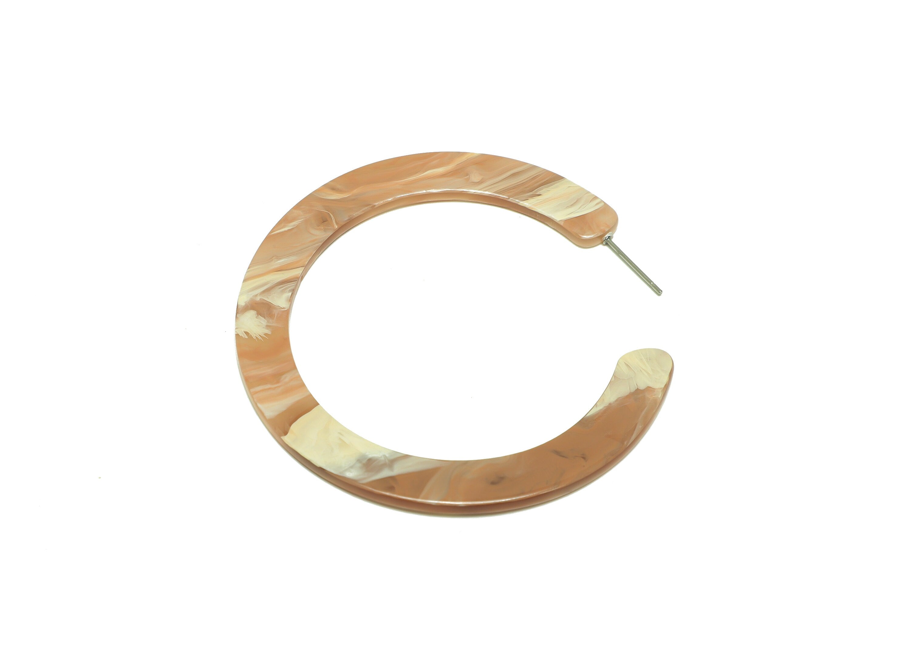 Acrylic Open Hoop Earrings Stud - Acrylic Hoop Earring - Acrylic Round Earring Post - Open Circle - Color Code:961 - 61x60x2mm - AC2615-A961 - DOMEDBAZAAR