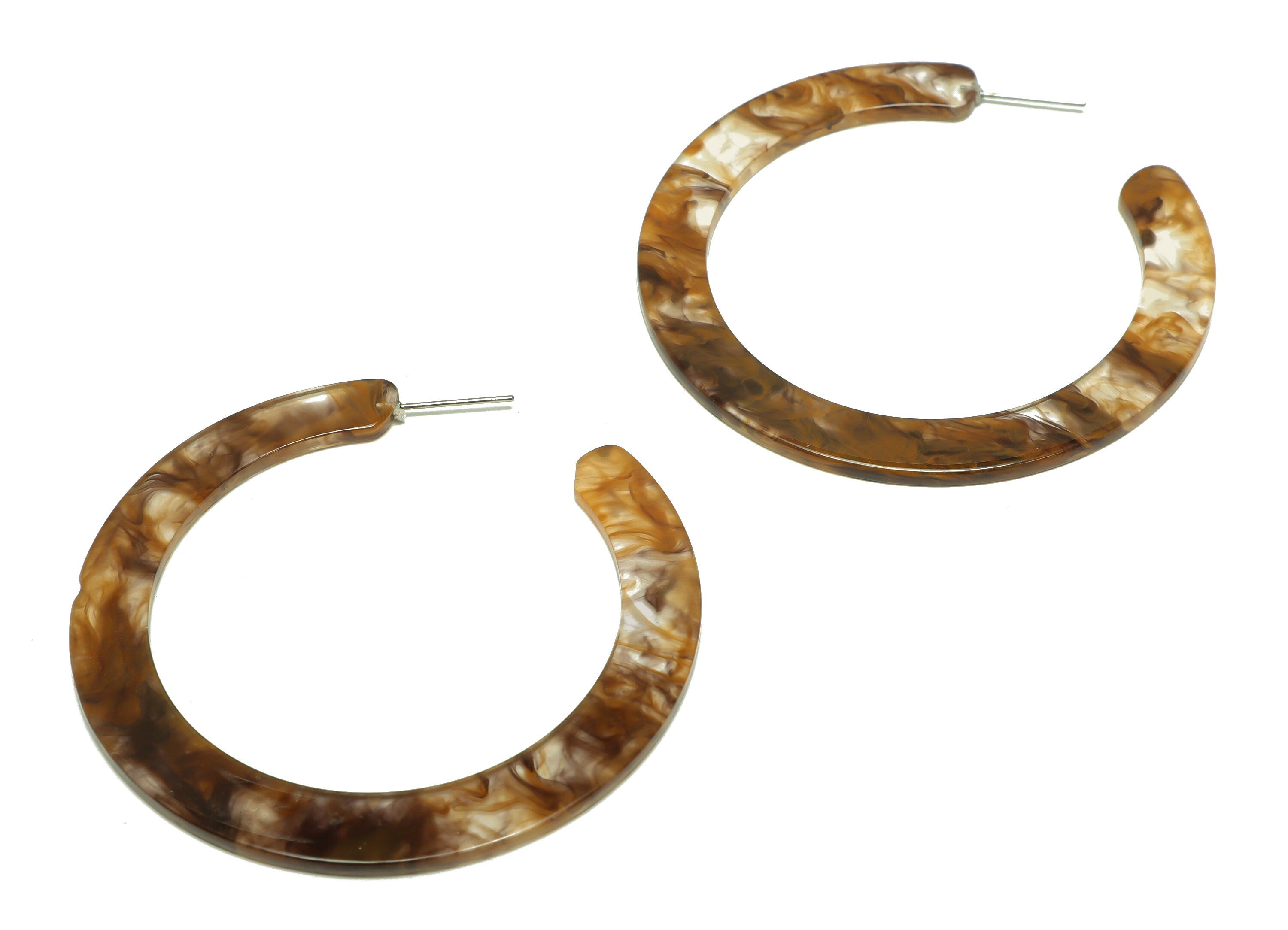 Acrylic Open Hoop Earrings Stud - Acrylic Hoop Earring - Acrylic Round Earring Post - Open Circle - Color Code:959 - 61x60x2mm - AC2615-A959 - DOMEDBAZAAR