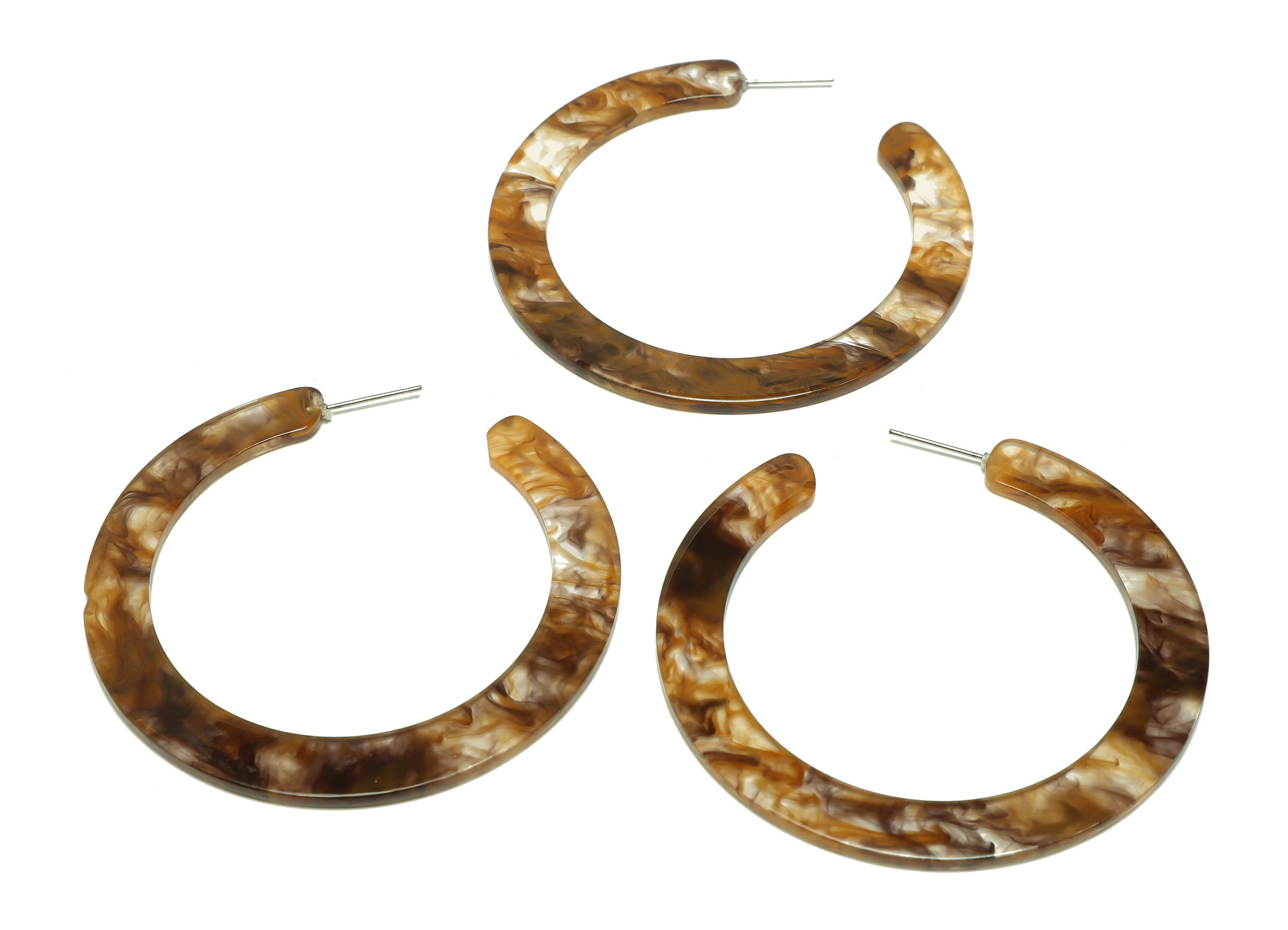 Acrylic Open Hoop Earrings Stud - Acrylic Hoop Earring - Acrylic Round Earring Post - Open Circle - Color Code:959 - 61x60x2mm - AC2615-A959 - DOMEDBAZAAR