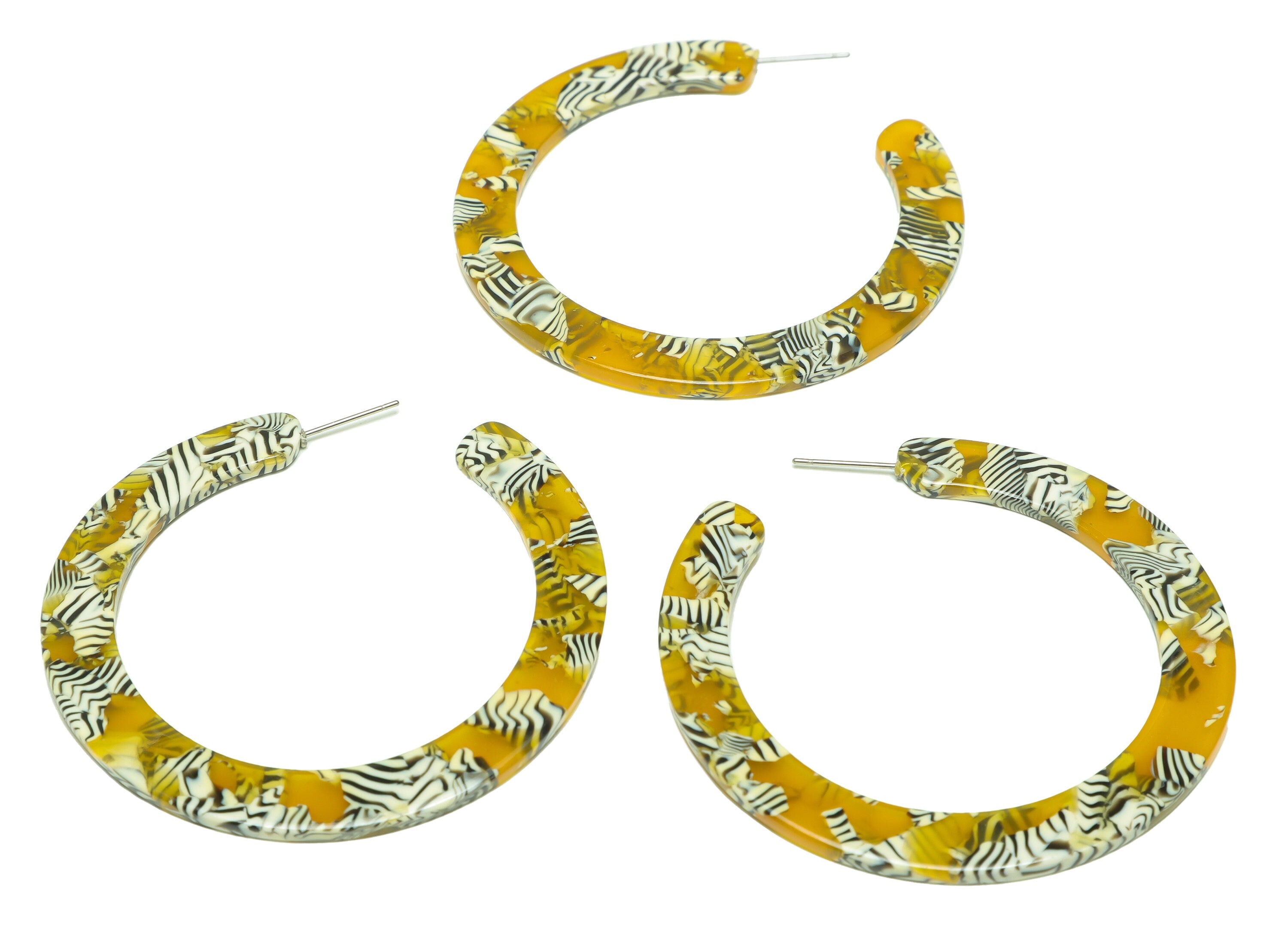 Acetate Open Hoop Earrings Stud - Acetate Hoop Earring -Acetate Round Earring Post - Open Circle - Color Code:528 - 61x60x2mm - AC2615-A528 - DOMEDBAZAAR