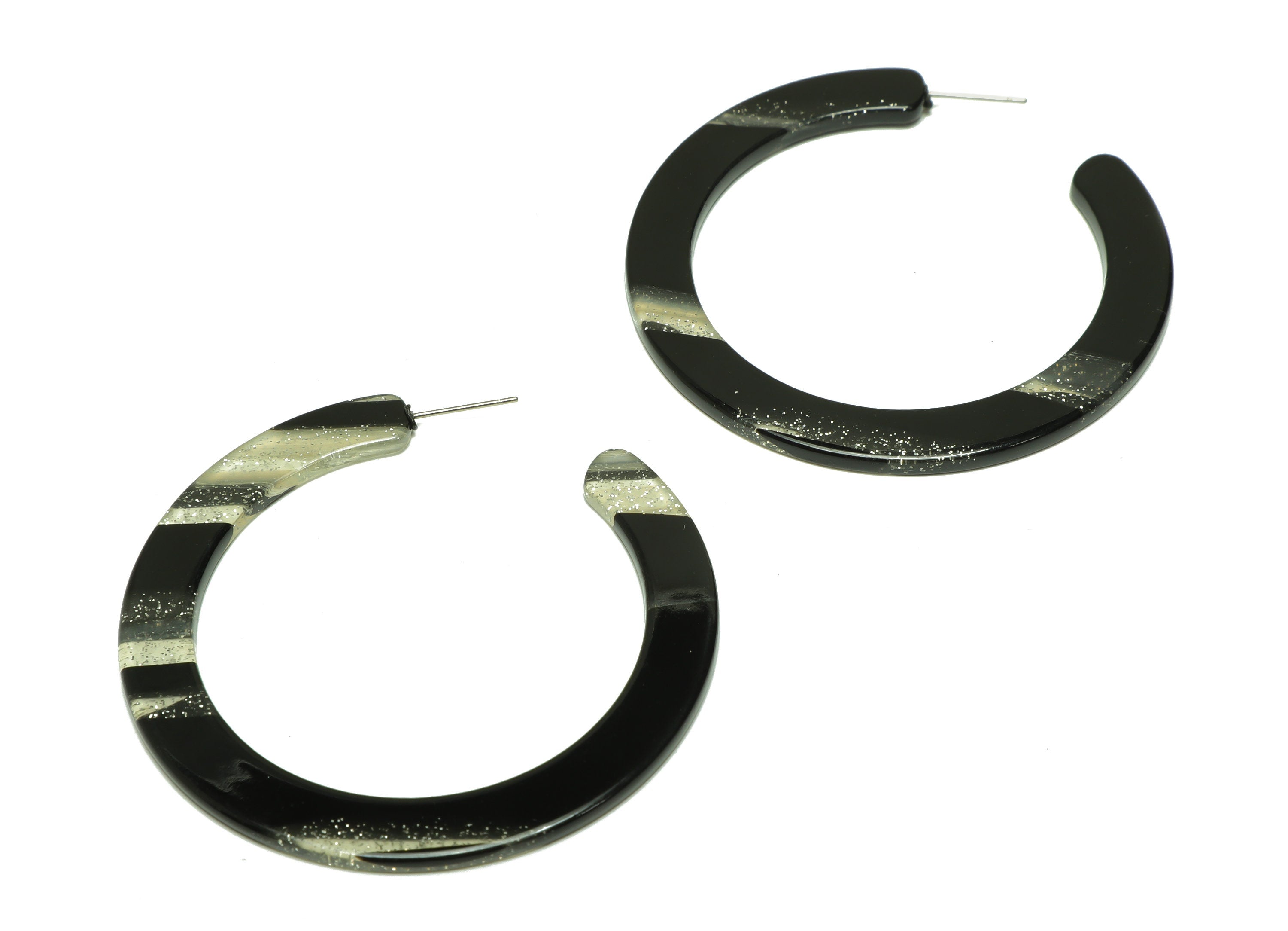 Acetate Open Hoop Earrings Stud - Acetate Hoop Earring -Acetate Round Earring Post - Open Circle - Color Code:970 - 61x60x2mm - AC2615-A970 - DOMEDBAZAAR