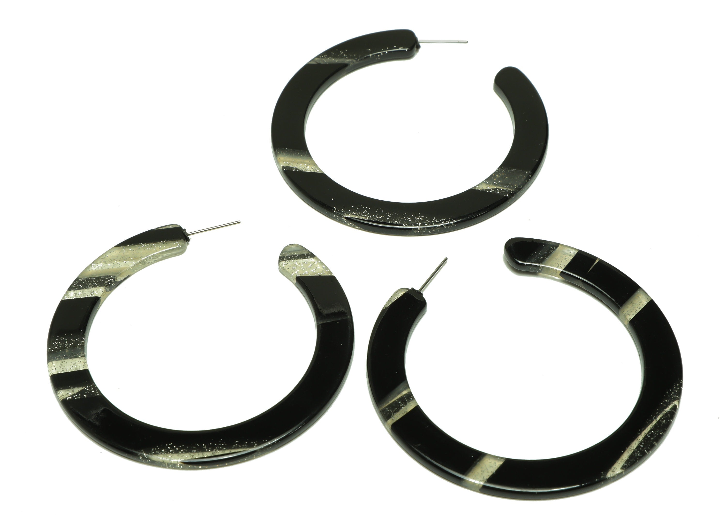 Acetate Open Hoop Earrings Stud - Acetate Hoop Earring -Acetate Round Earring Post - Open Circle - Color Code:970 - 61x60x2mm - AC2615-A970 - DOMEDBAZAAR