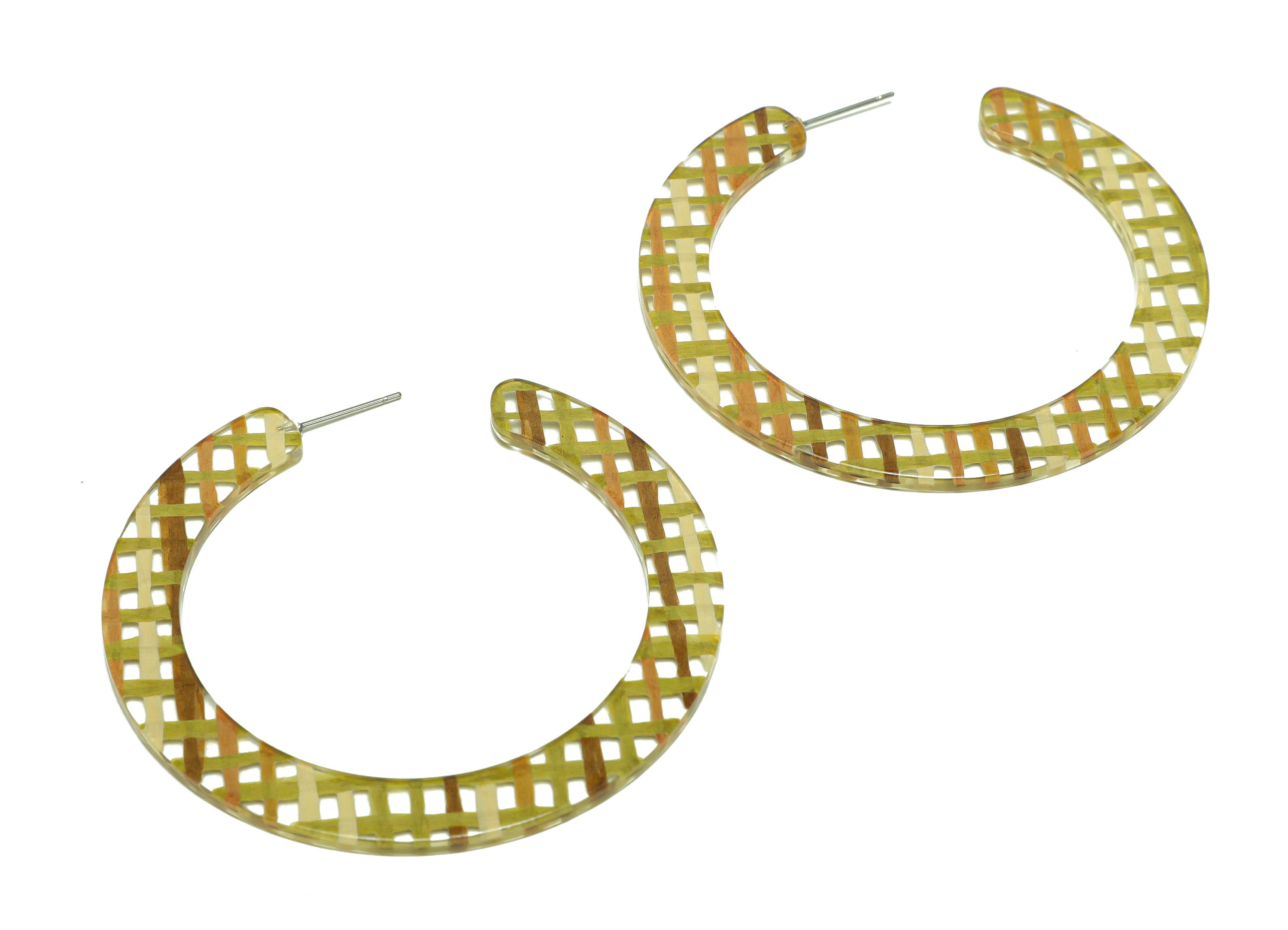 Acrylic Open Hoop Earrings Stud - Acrylic Hoop Earring - Acrylic Round Earring Post - Open Circle - Color Code:974 - 61x60x2mm - AC2615-A974 - DOMEDBAZAAR