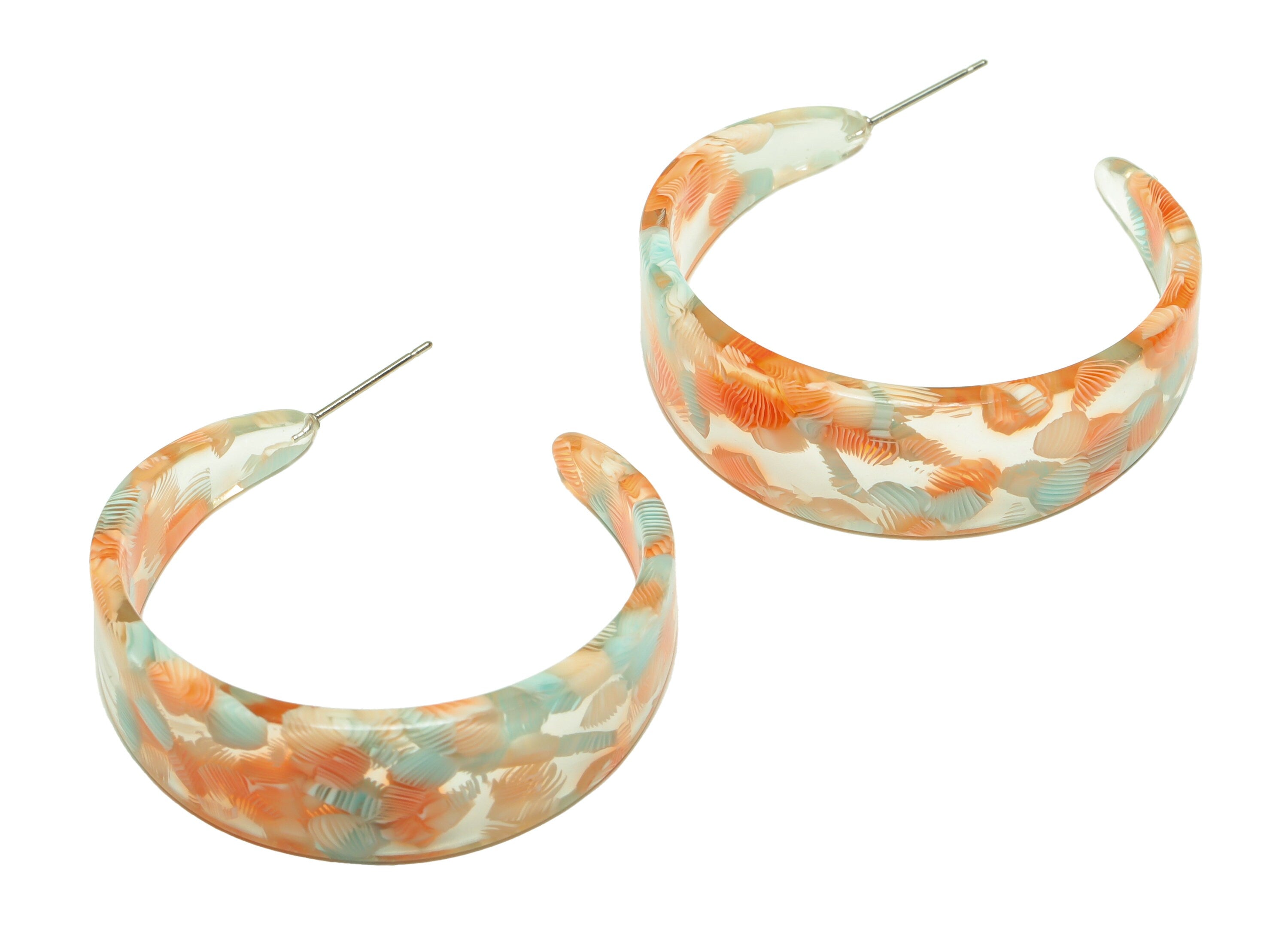 Acetate Hoop Earrings Stud -Acetate Wide Open Hoop Earring - Earring Post - Acetate Round Stud - Color Code:976- 43x43x3mm - AC2616-A976 - DOMEDBAZAAR