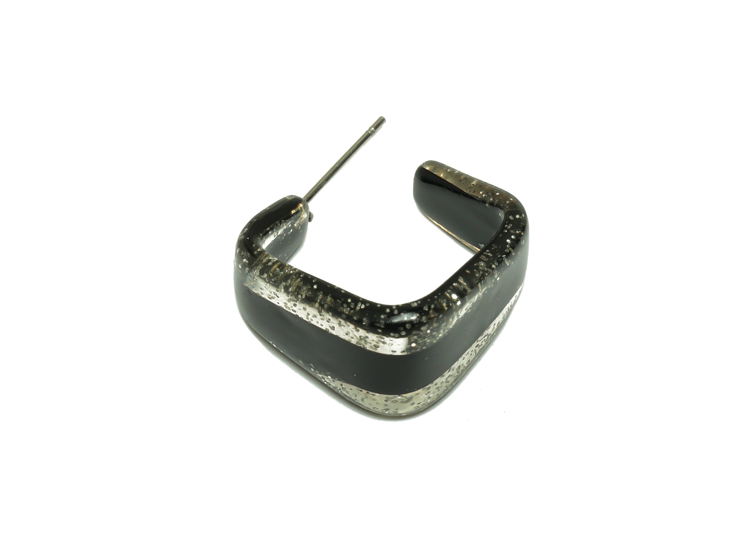 Acetate Hoop Earrings Stud - Acetate Wide Rainbow Earring - Square Earring Post - Color Code:567- 26x21x2.8mm - AC2617-A567 - DOMEDBAZAAR