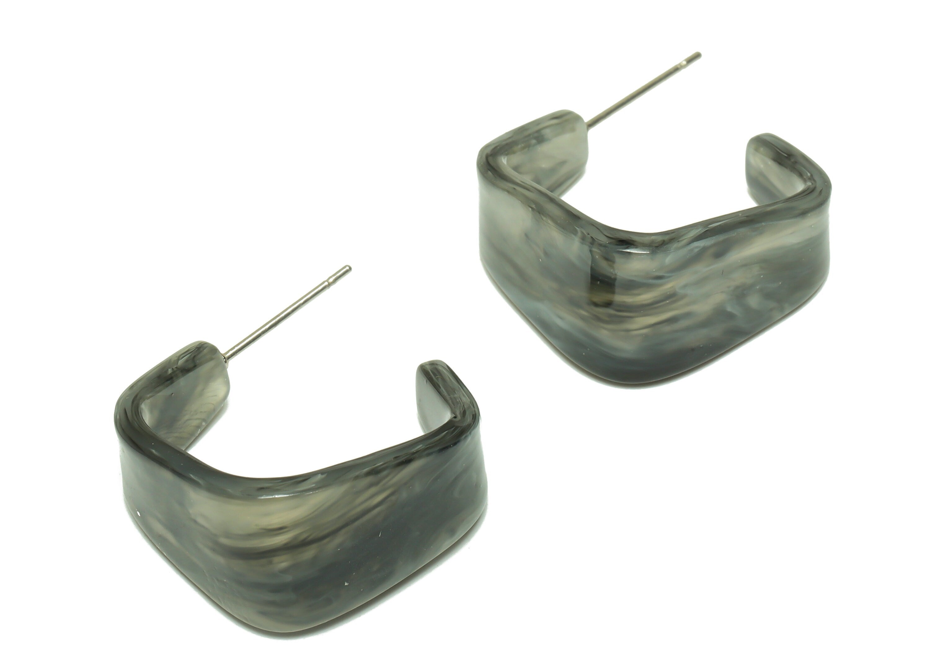 Acrylic Hoop Earrings Stud -Acrylic Wide Rainbow Earring - Open Hoop Square Earring Post - Color Code:965- 26x21x2.8mm - AC2617-A965 - DOMEDBAZAAR