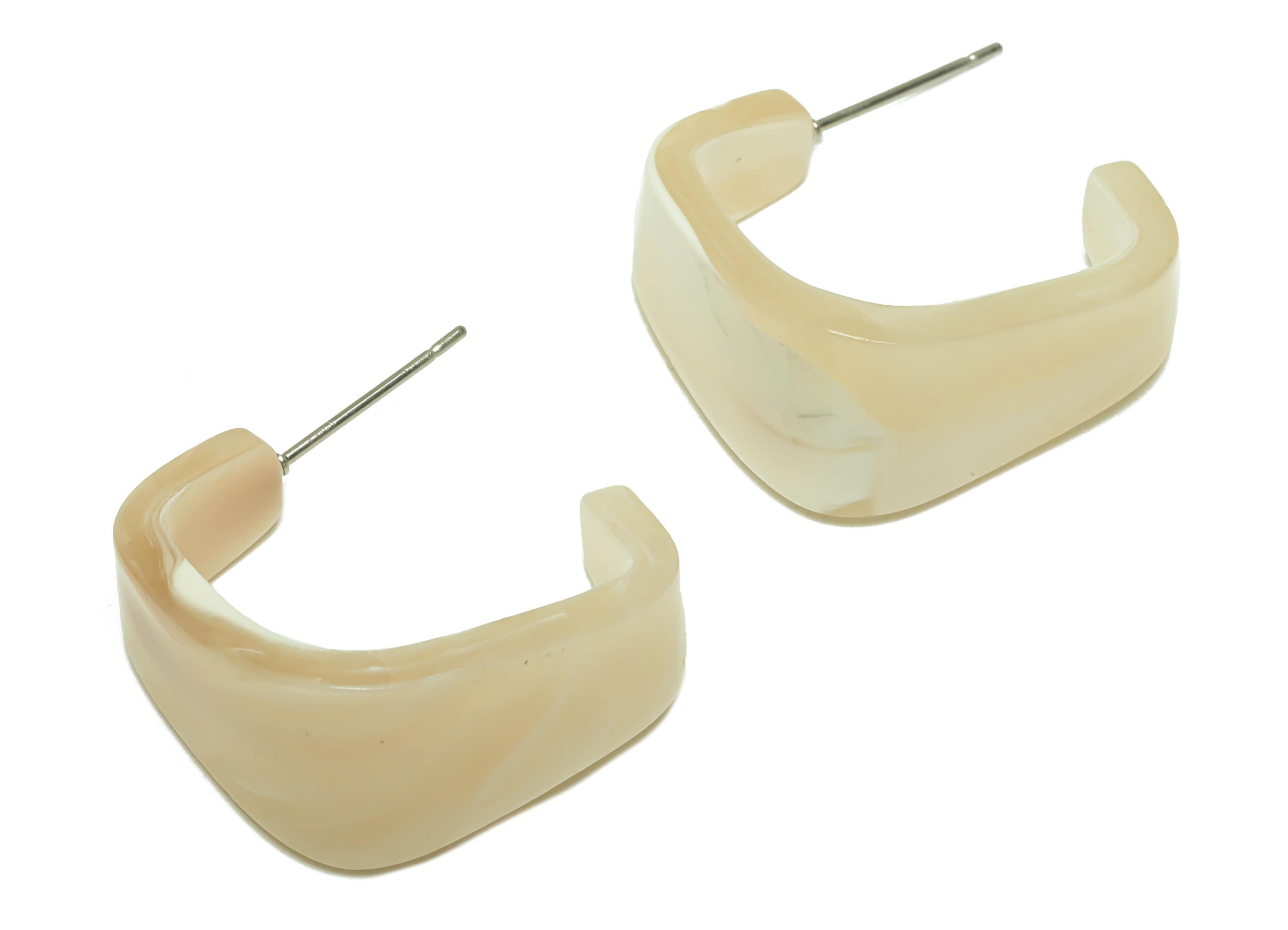 Acrylic Hoop Earrings Stud -Acrylic Wide Hoop Earring - Open Hoop Square Earring Post - Color Code:966- 26x21x2.8mm - AC2617-A966 - DOMEDBAZAAR