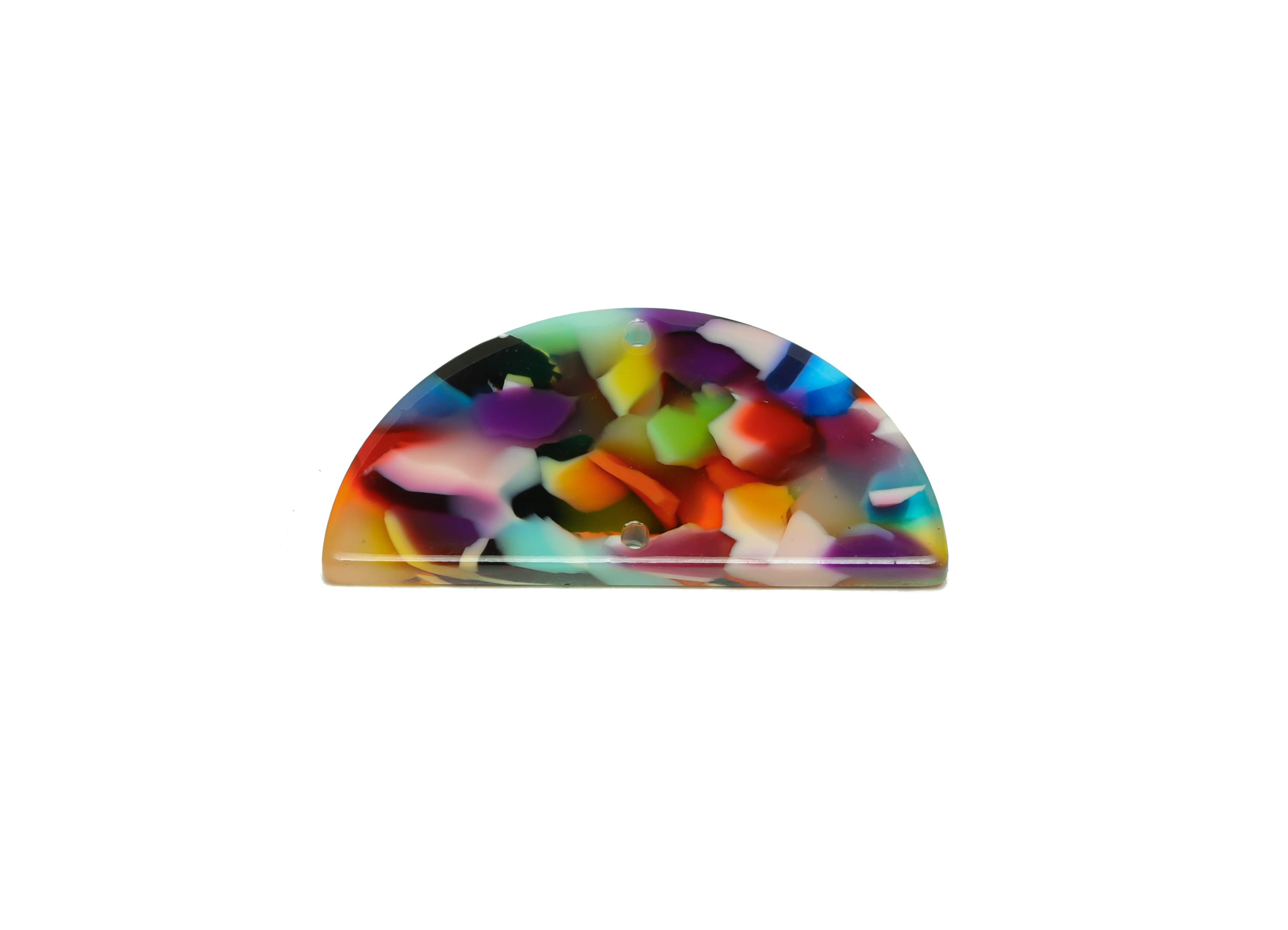 Acetate Semi Circle Connectors Charms - 2 Holes Half Moon Earrings - Rainbow Earring Findings - Color Code:A21- 33x16x2.77mm - AC2619-A21 - DOMEDBAZAAR