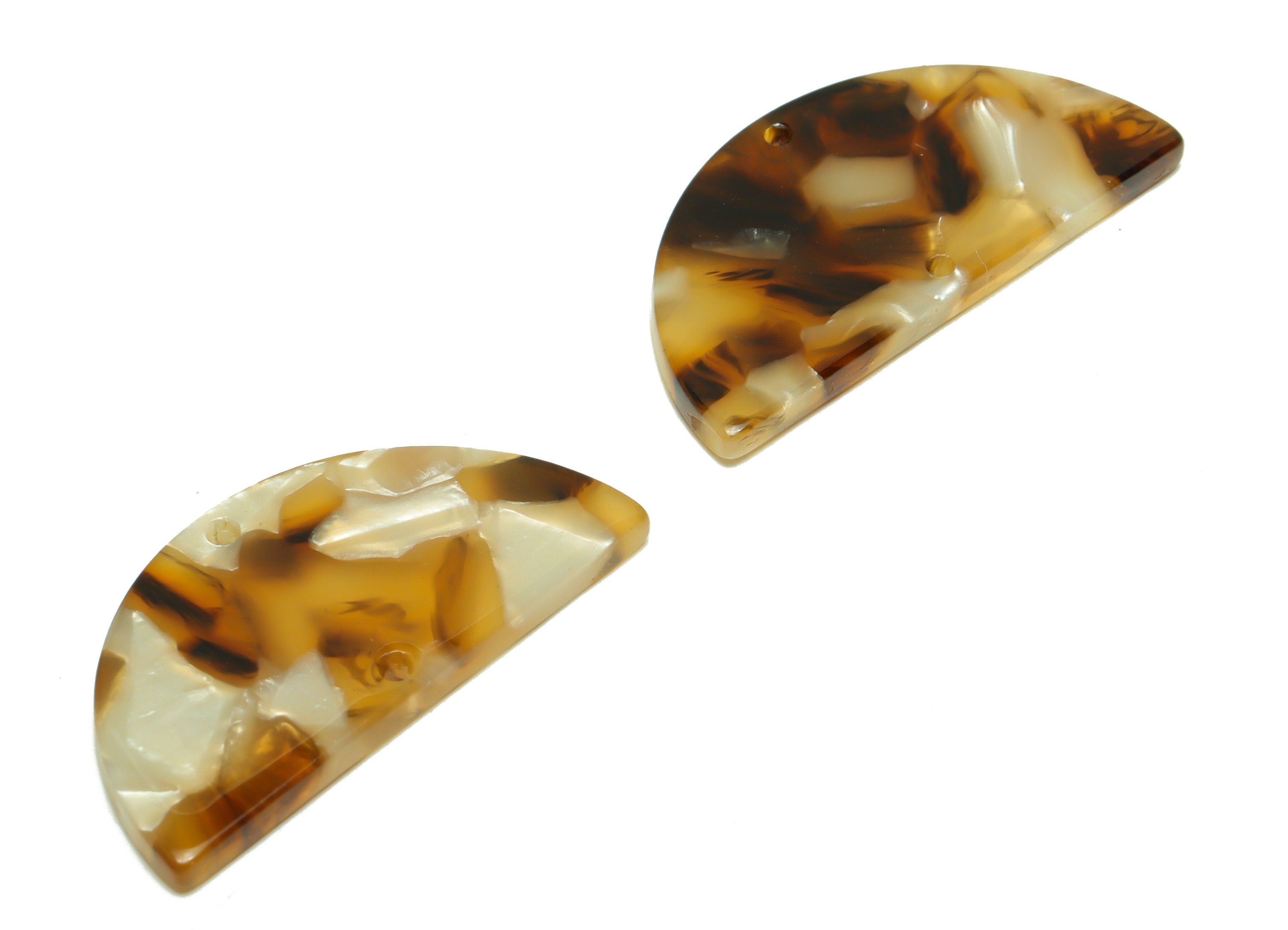 Acetate Semi Circle Connectors Charms - 2 Holes Half Moon Earrings - Tortoise Shell Earring - Color Code:A351 - 33x16x2.77mm - AC2619-A351 - DOMEDBAZAAR