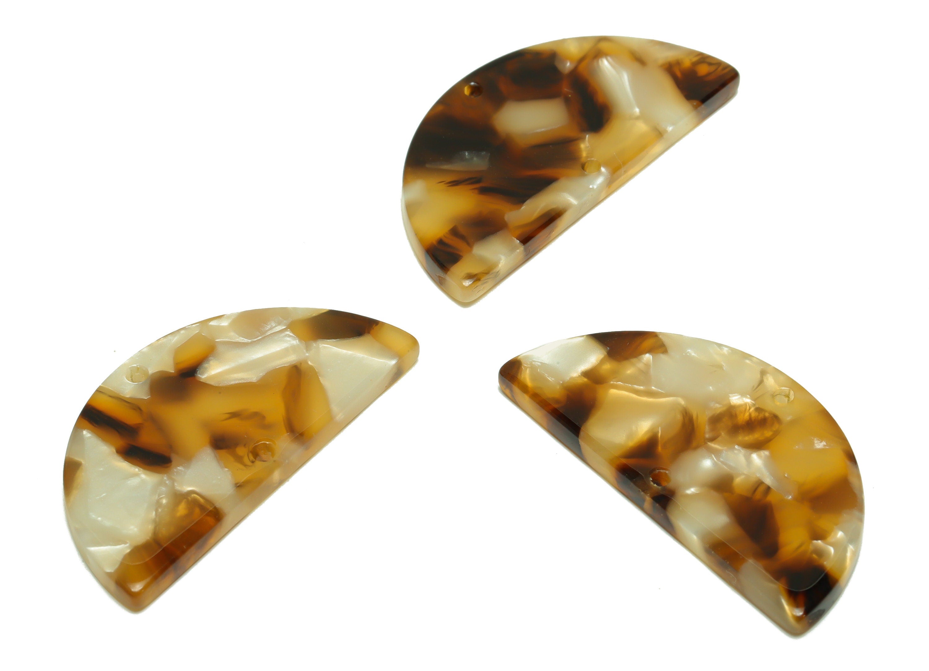 Acetate Semi Circle Connectors Charms - 2 Holes Half Moon Earrings - Tortoise Shell Earring - Color Code:A351 - 33x16x2.77mm - AC2619-A351 - DOMEDBAZAAR
