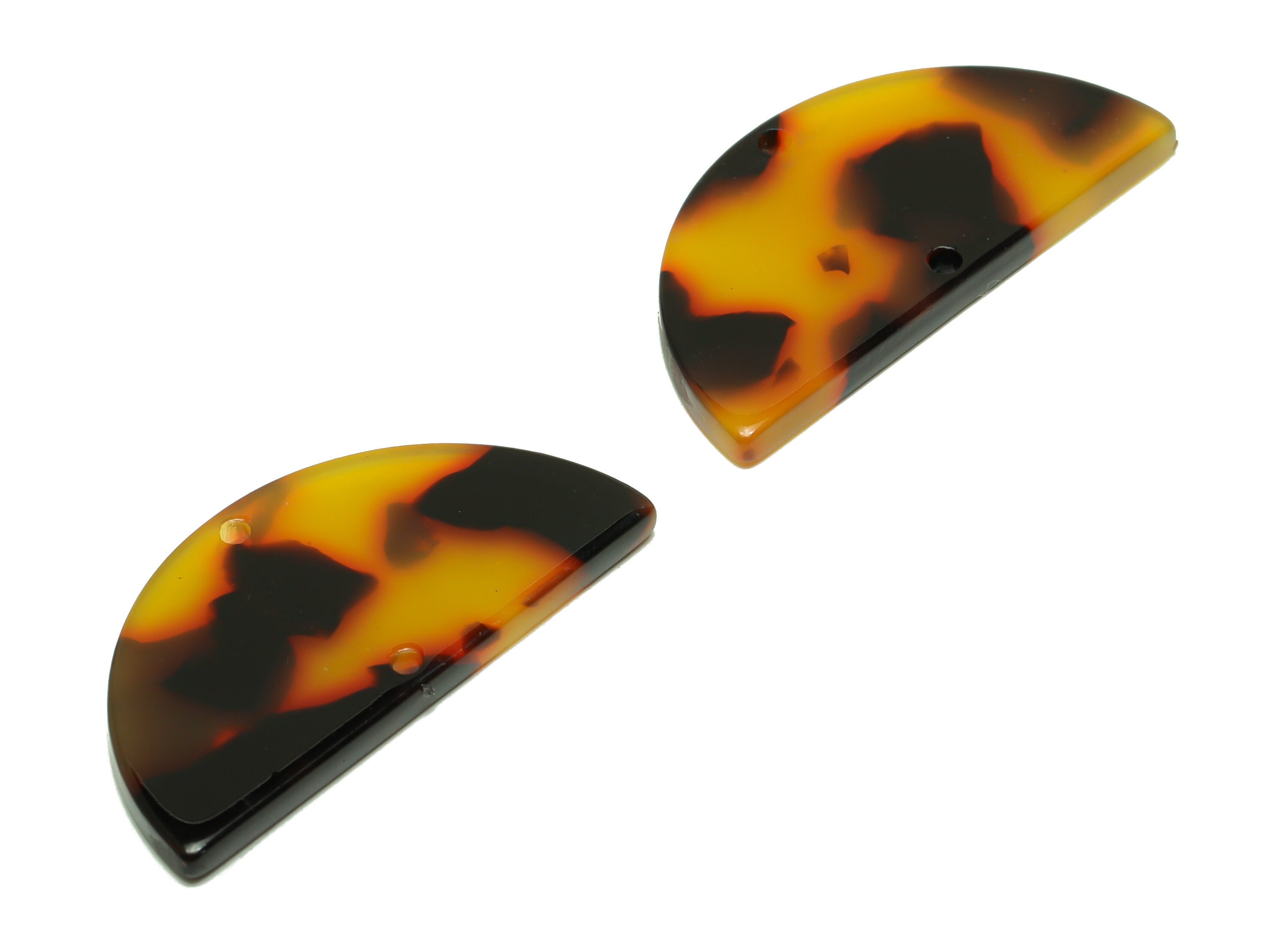 Acetate Semi Circle Connectors Charms - 2 Holes Half Moon Earrings - Acetate Tortoise Shell  Earring- Color Code:A496-33x16x2mm -AC2619-A496 - DOMEDBAZAAR