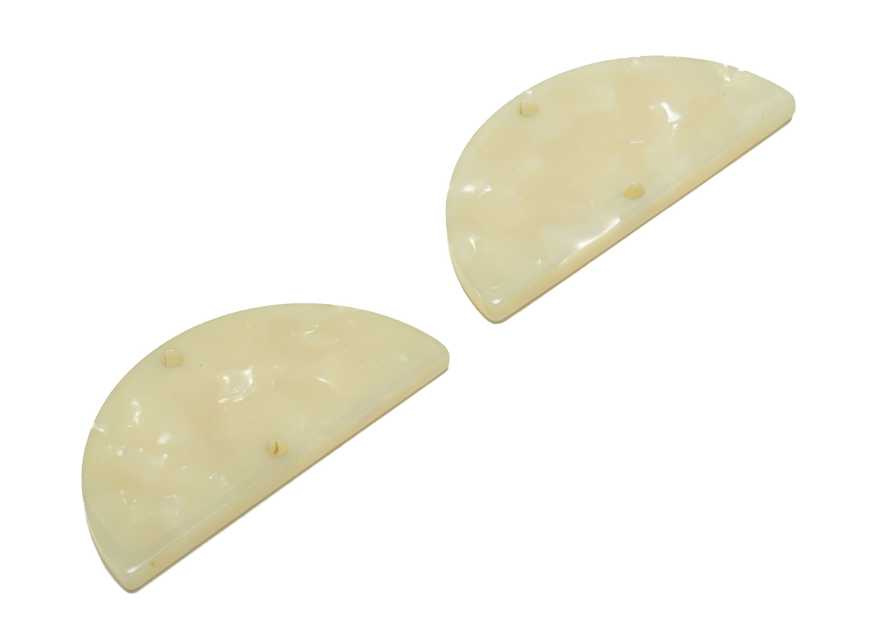 Acetate Semi Circle Connectors Charms - 2 Holes Half Moon Earrings - Acetate Ivory Earring Charm-Color Code:A32 - 33x16x2.77mm - AC2619-A32 - DOMEDBAZAAR