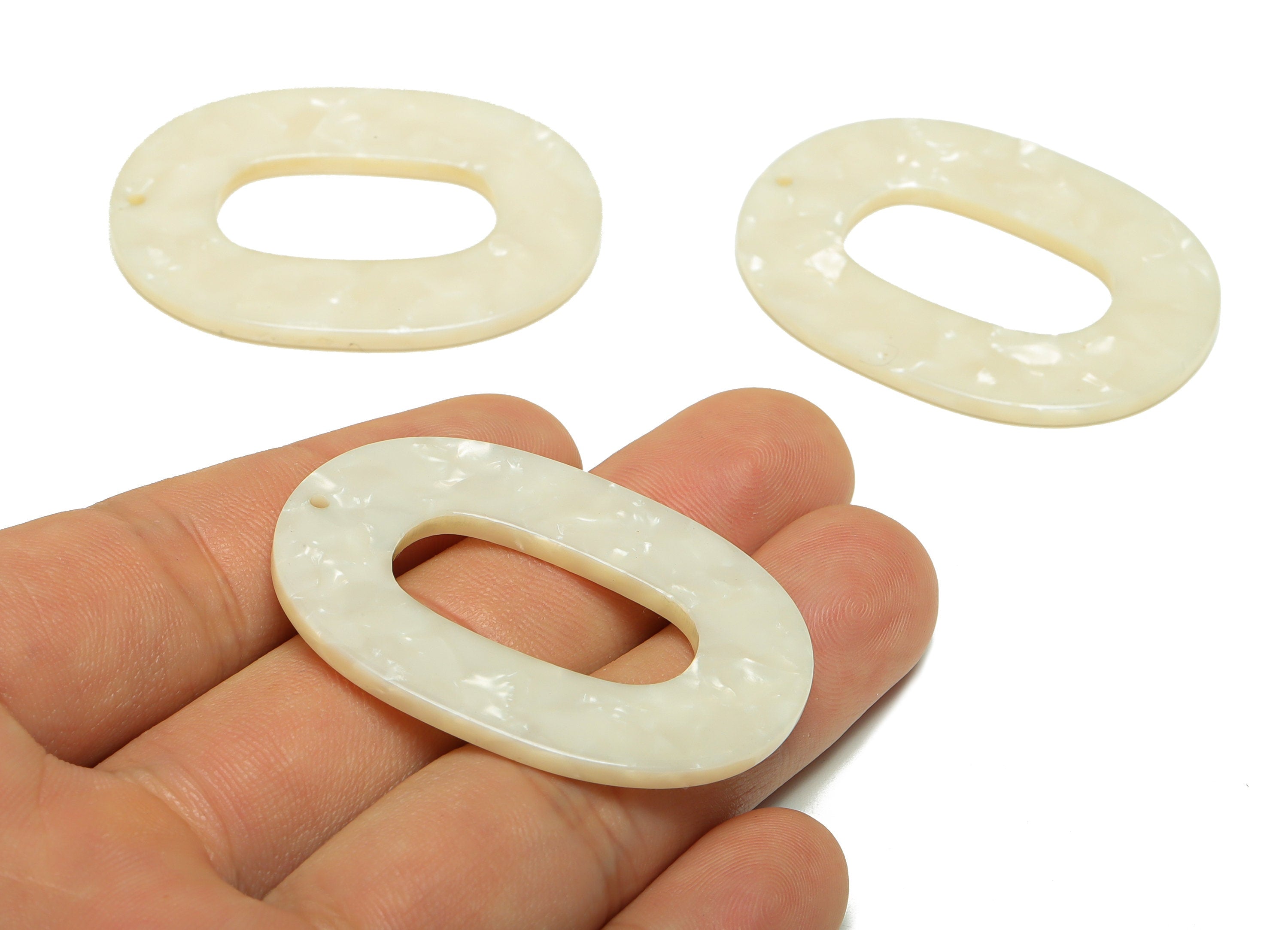 Acetate Oval Charms - Oval Earrings and Pendant - Geometry Earring Findings - Ivory Color Charm - Color Code:A32 - 47x34x2mm - AC2618-A32 - DOMEDBAZAAR