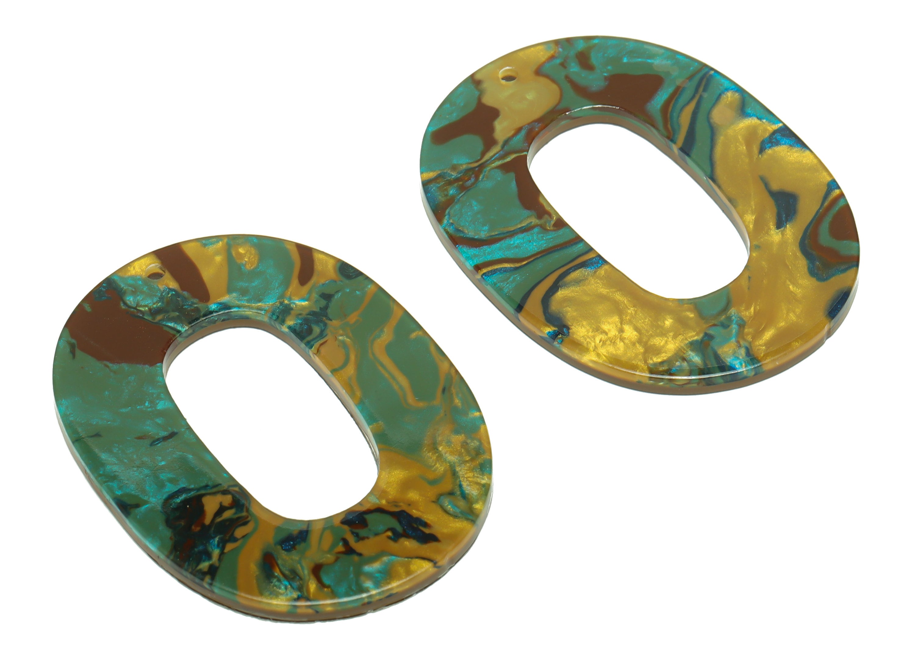 Acrylic Oval Charms - Oval Earrings and Pendant - Geometry Marbling Pattern Oval Earring Charm- Color Code:A947 - 47x34x2mm - AC2618-A947 - DOMEDBAZAAR
