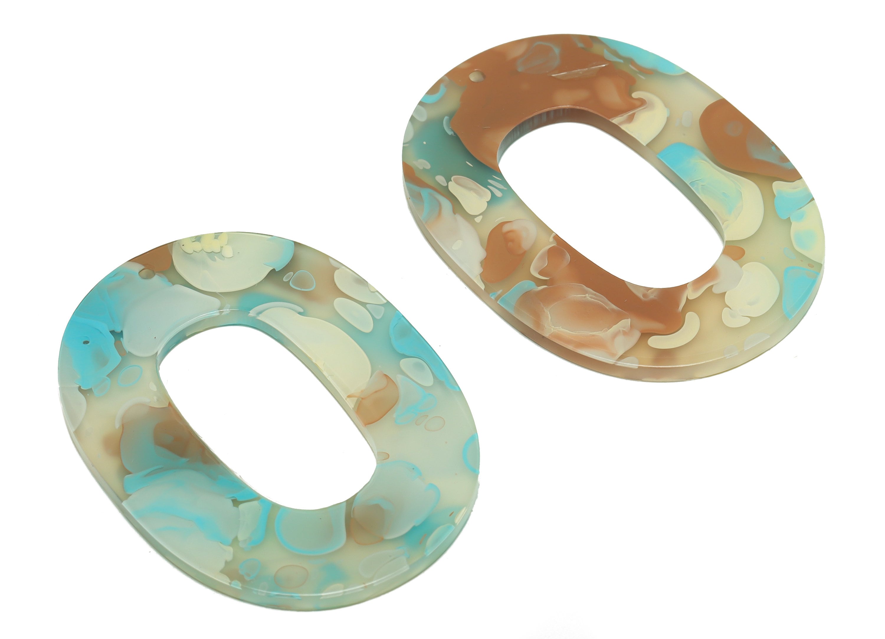 Acetate Oval Charms - Oval Earrings and Pendant - Geometry Marbling Pattern Oval Earring Charm - Color Code:A585 - 47x34x2mm - AC2618-A585 - DOMEDBAZAAR