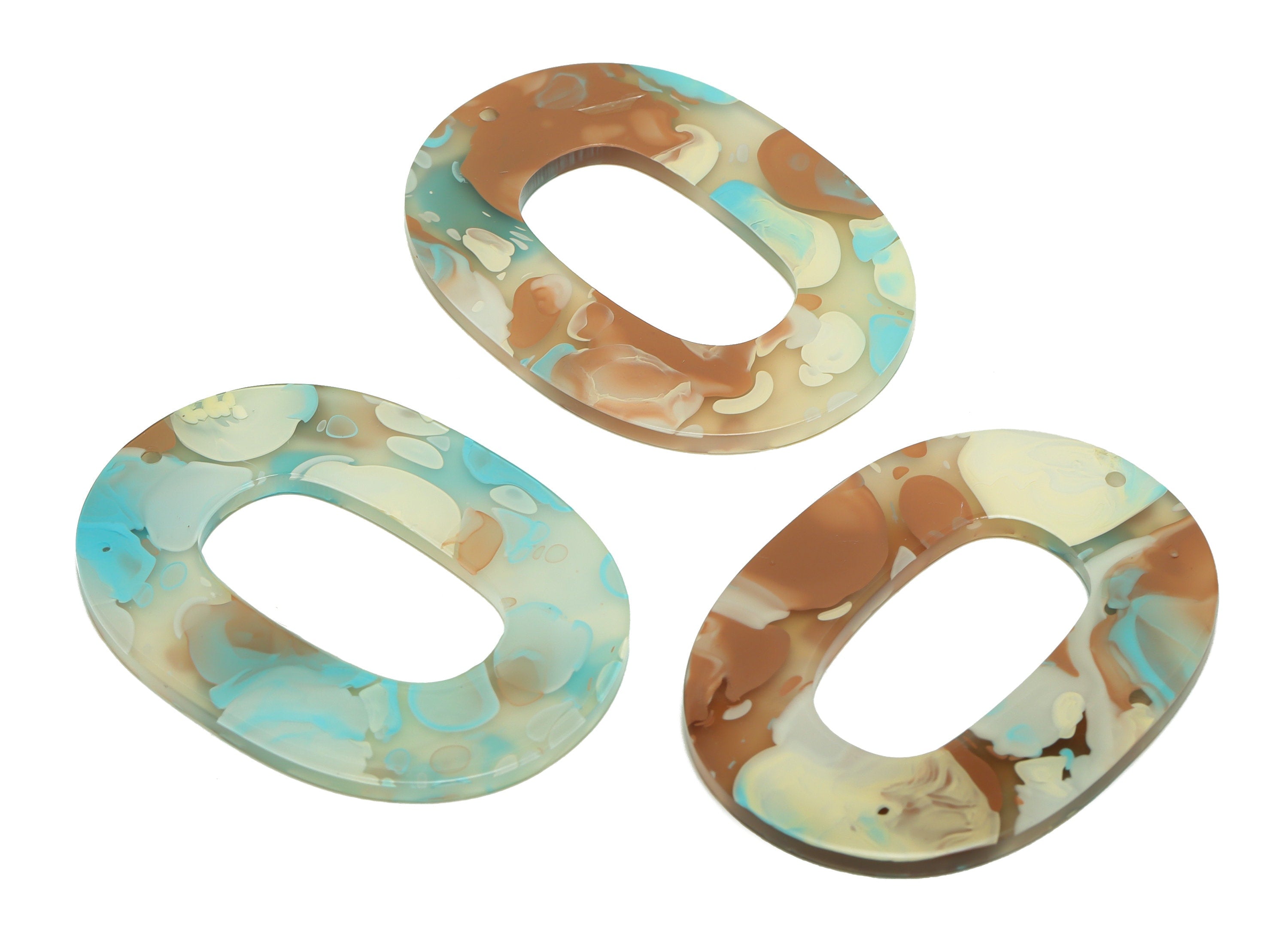 Acetate Oval Charms - Oval Earrings and Pendant - Geometry Marbling Pattern Oval Earring Charm - Color Code:A585 - 47x34x2mm - AC2618-A585 - DOMEDBAZAAR