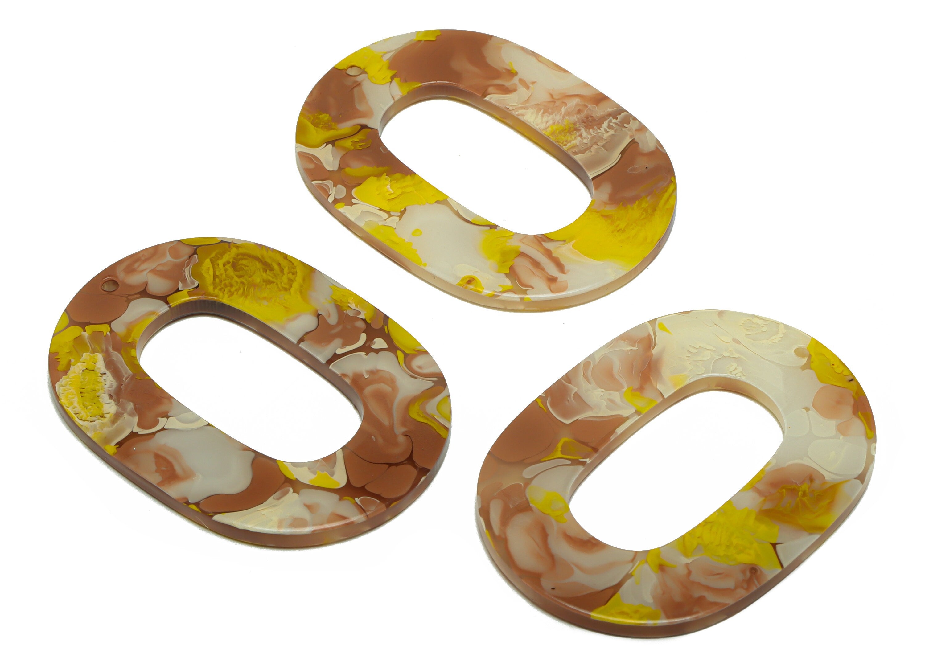 Acrylic Oval Charms - Oval Earrings and Pendant - Geometry Marbling Pattern Oval Earring Charm - Color Code:A583 - 47x34x2mm - AC2618-A583 - DOMEDBAZAAR