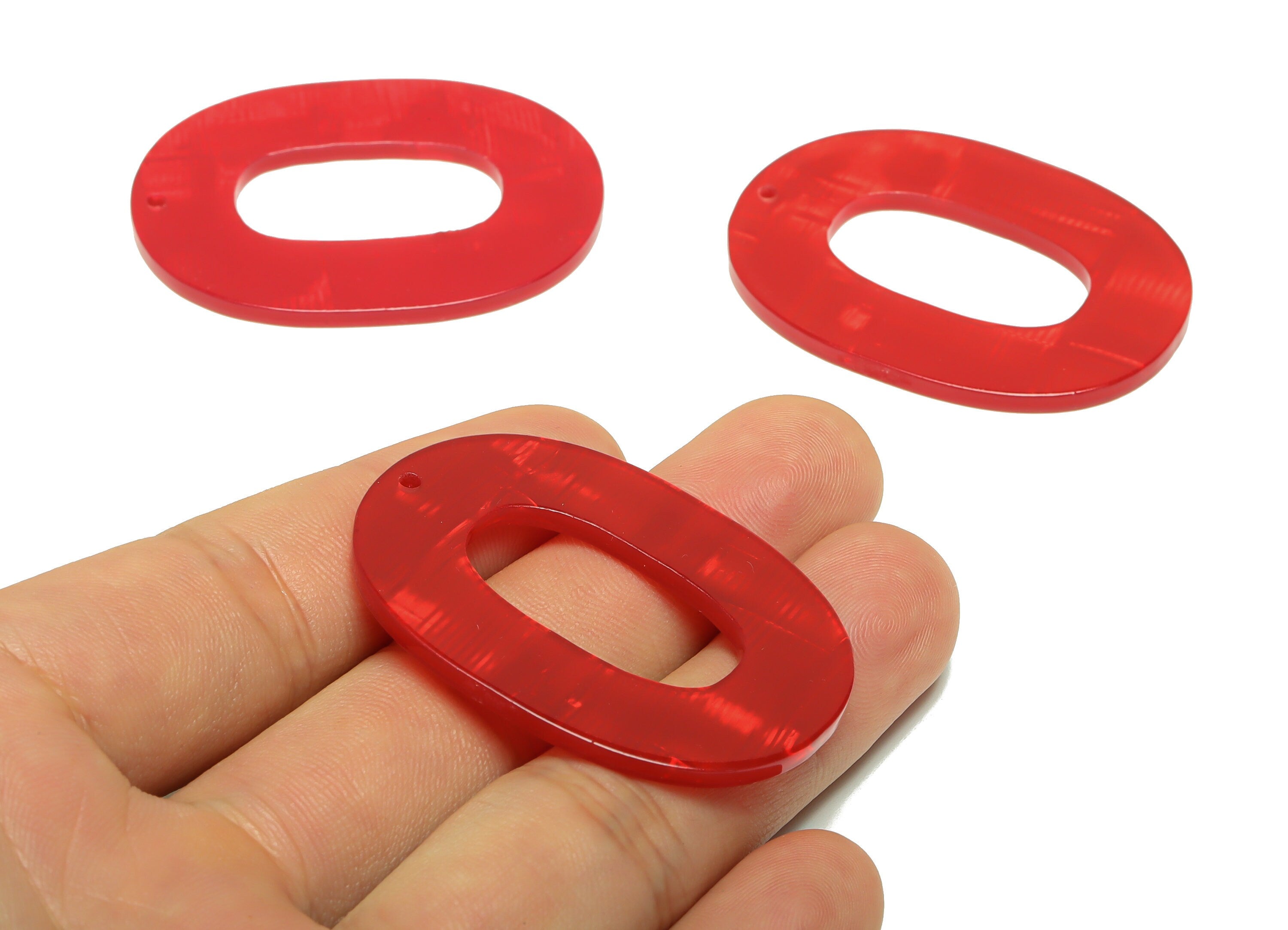 PVC Oval Charms - Oval Earrings and Pendant - Geometry Earring Findings - Red Shell looking Charm - Color Code:A900 - 47x34x2mm -AC2618-A900 - DOMEDBAZAAR