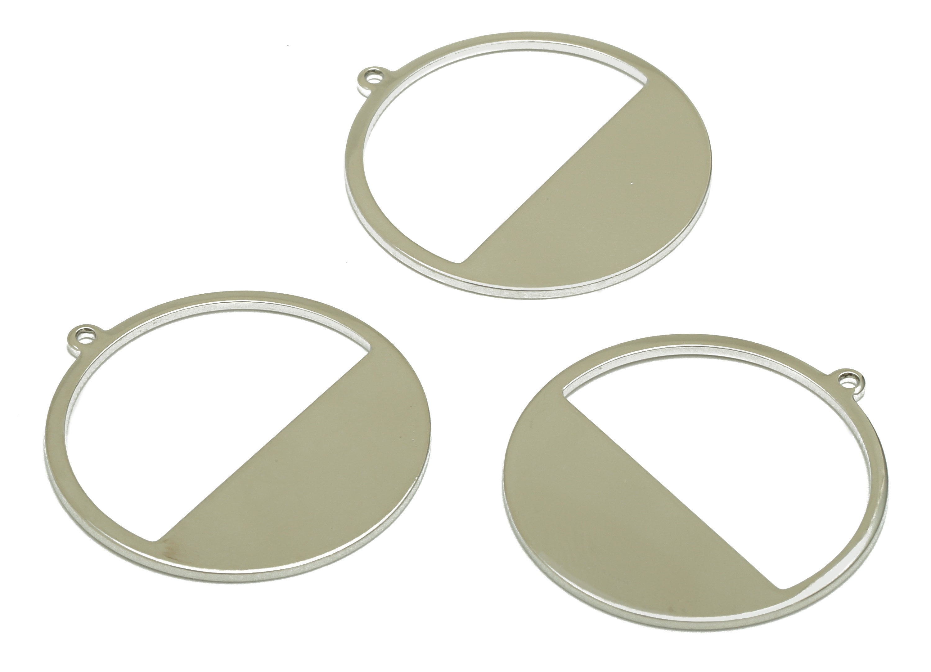 Brass Circle Charms - Brass Round Earring Charm - Brass Circle Pendant - 18K Real White Gold - 25.54x23.99x0.87mm - RGP6718S - DOMEDBAZAAR