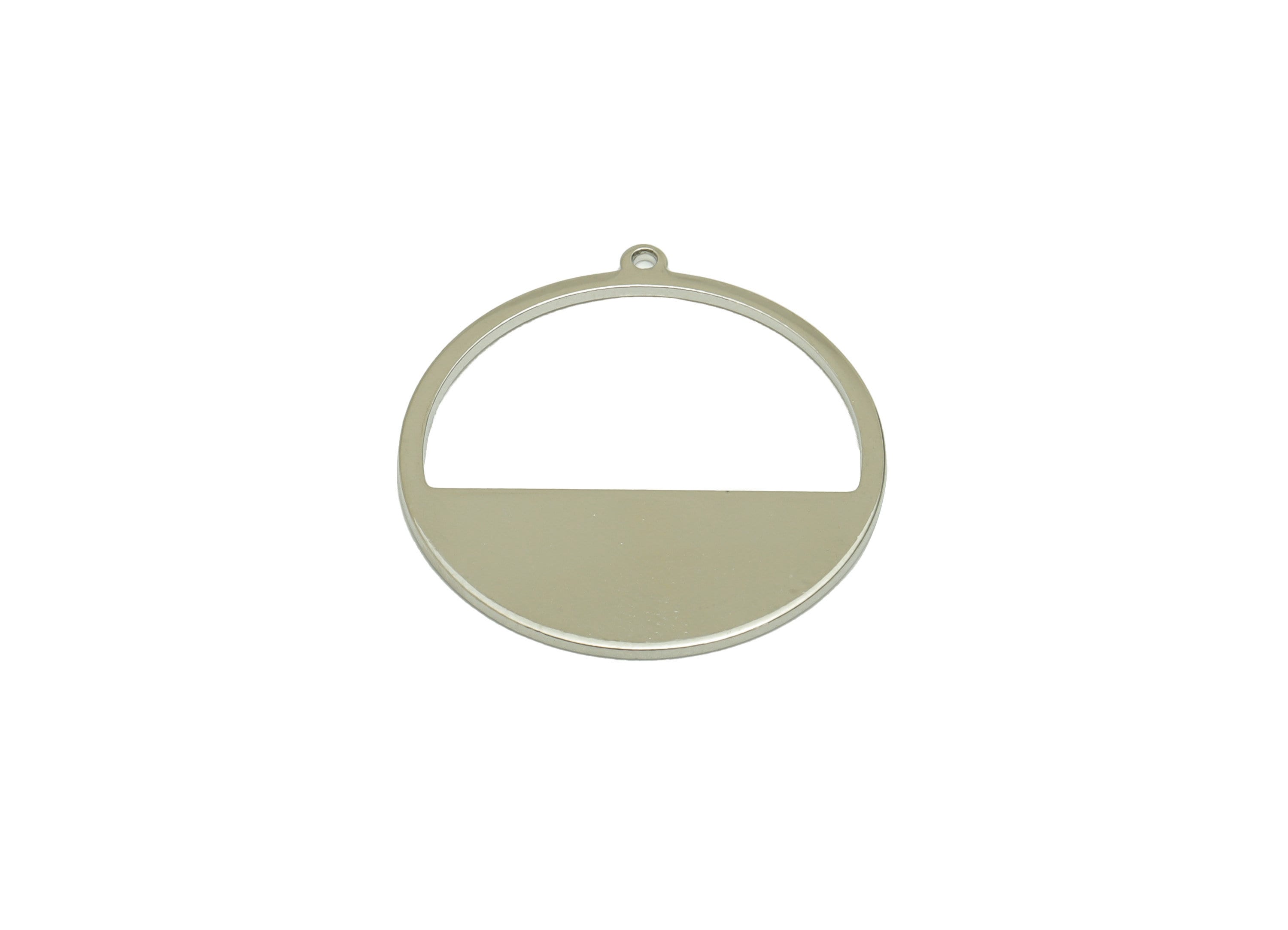 Brass Circle Charms - Brass Round Earring Charm - Brass Circle Pendant - 18K Real White Gold - 25.54x23.99x0.87mm - RGP6718S - DOMEDBAZAAR