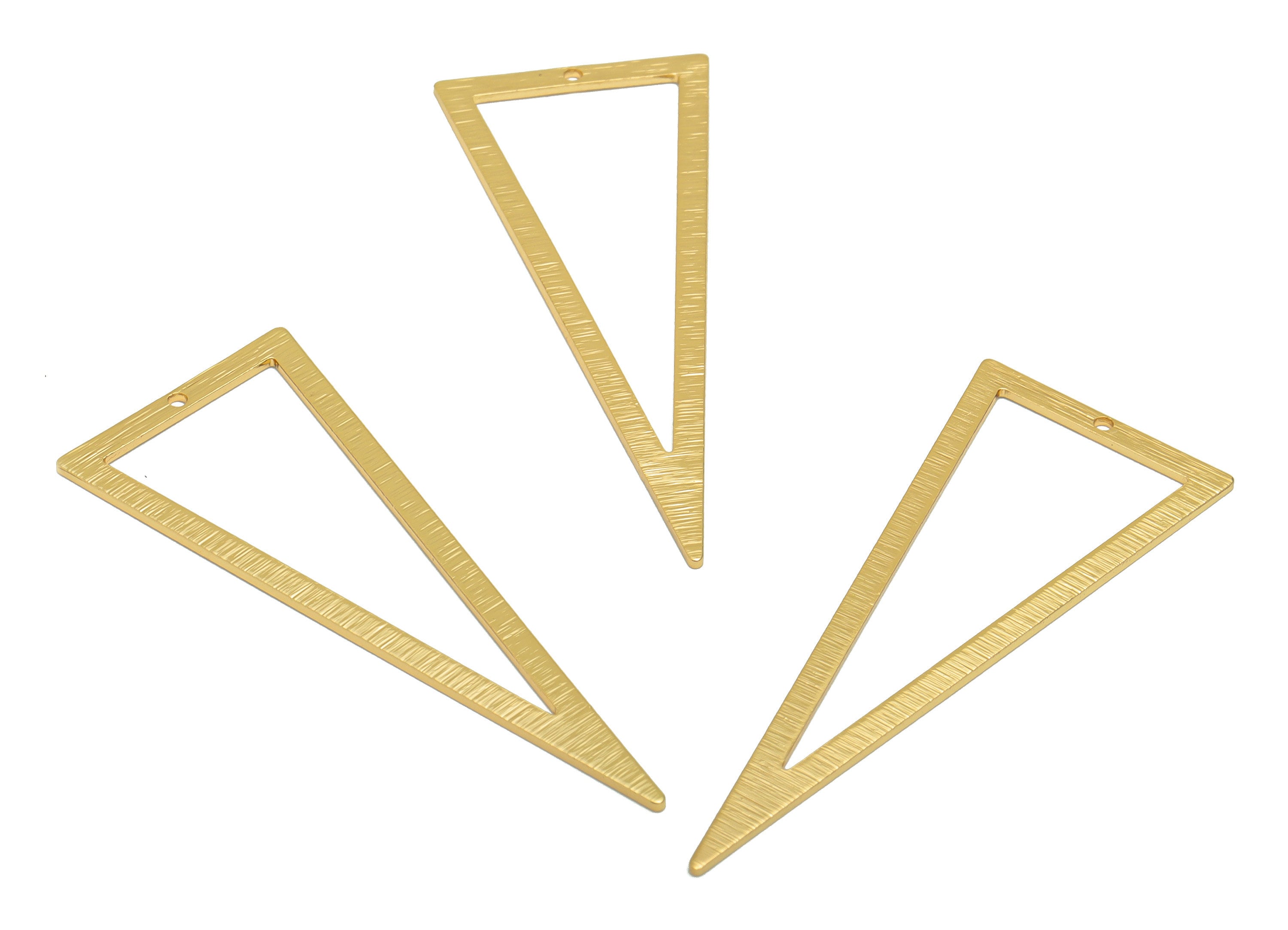 Brass Triangle Ring - Brass Triangle Earring Charm - Textured Brass Triangle Connector - KC Gold Tone Plating - 49.74x19.97x0.85mm - PP3358G - DOMEDBAZAAR