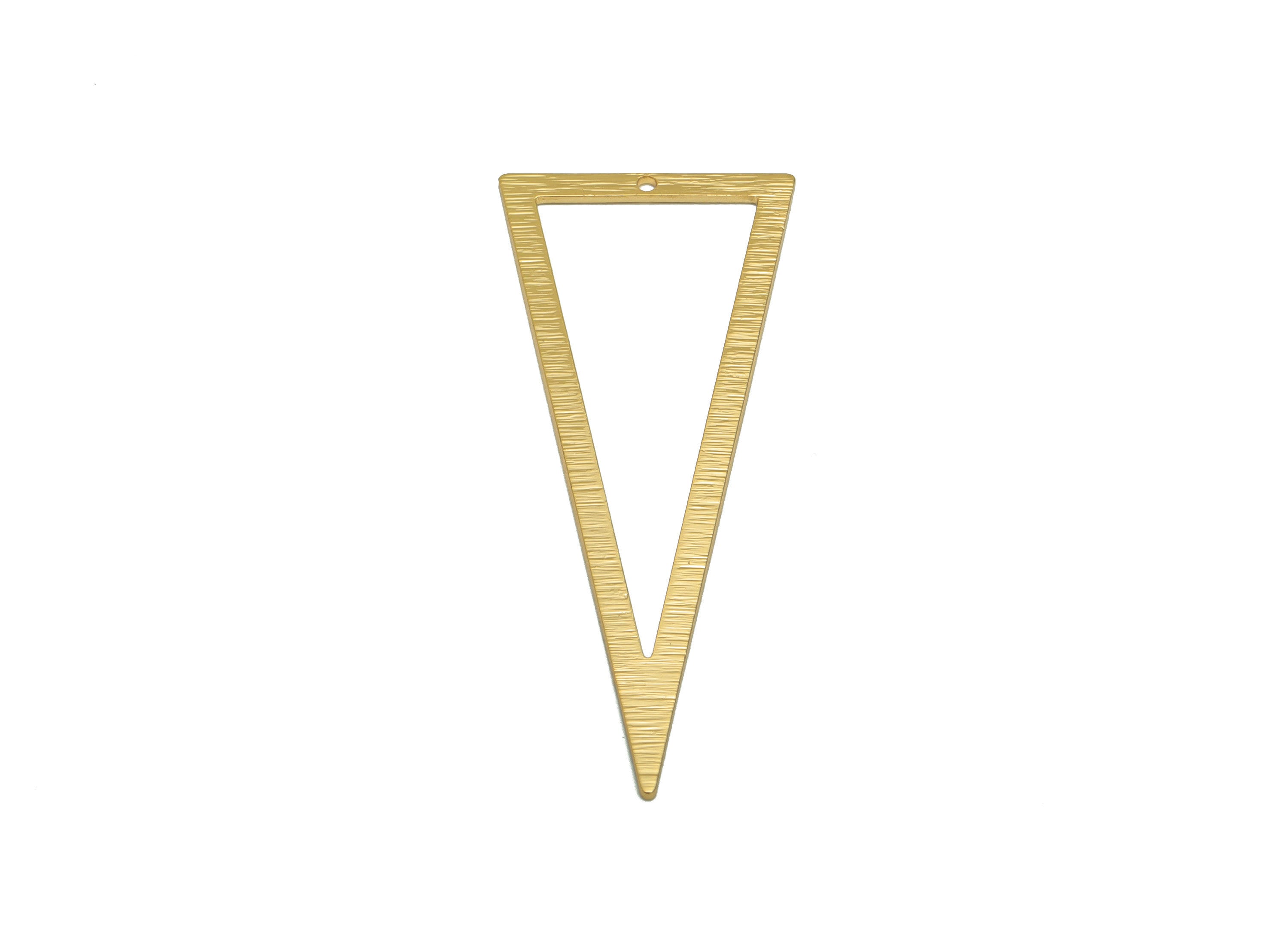 Brass Triangle Ring - Brass Triangle Earring Charm - Textured Brass Triangle Connector - KC Gold Tone Plating - 49.74x19.97x0.85mm - PP3358G - DOMEDBAZAAR