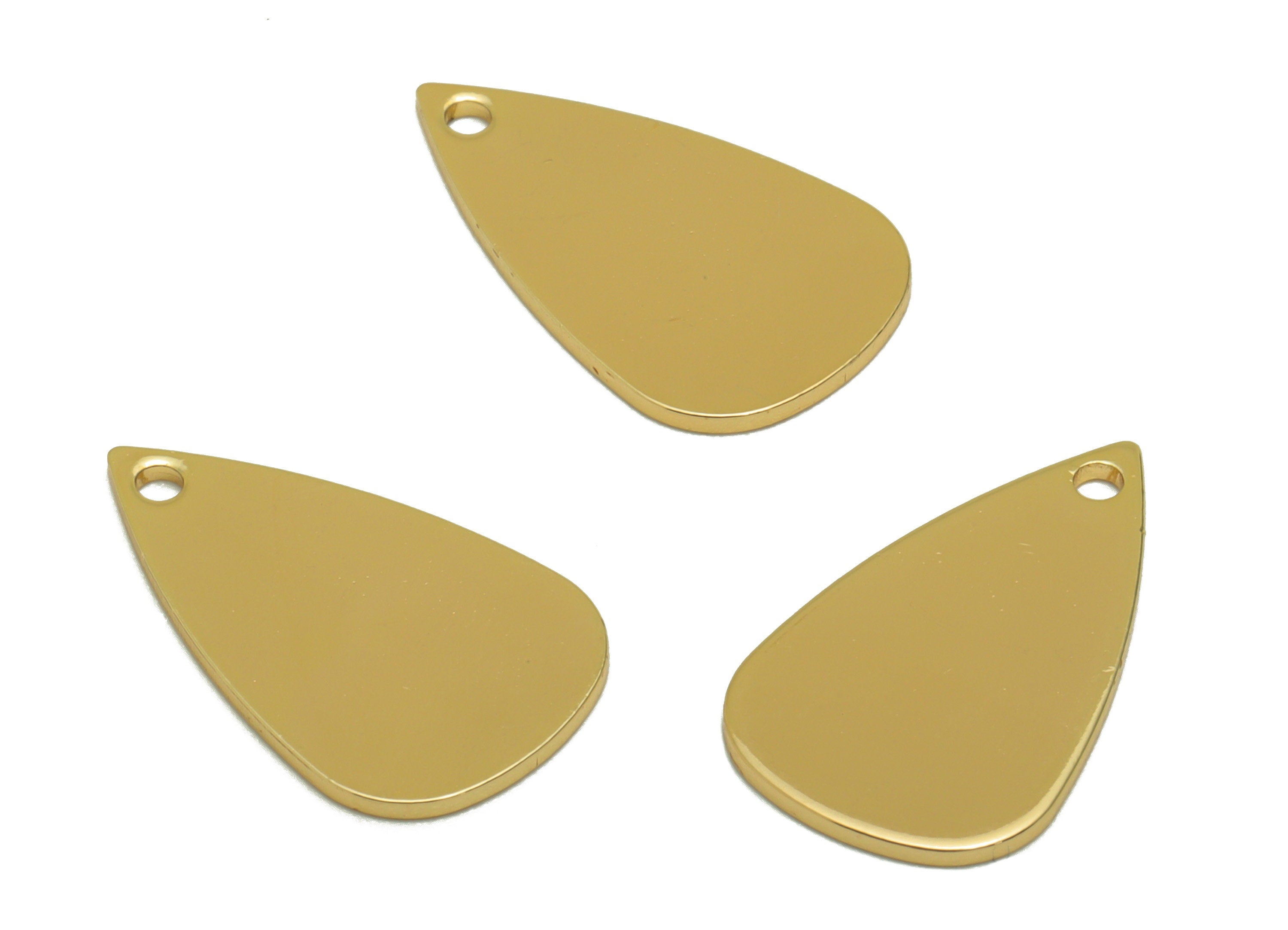 Brass Earring Drop Charm - Teardrop Earring Charm - For Necklace- Brass Drop Pendant - 18K Real Gold Plating - 17.89x10.8x0.82mm - RGP6716 - DOMEDBAZAAR