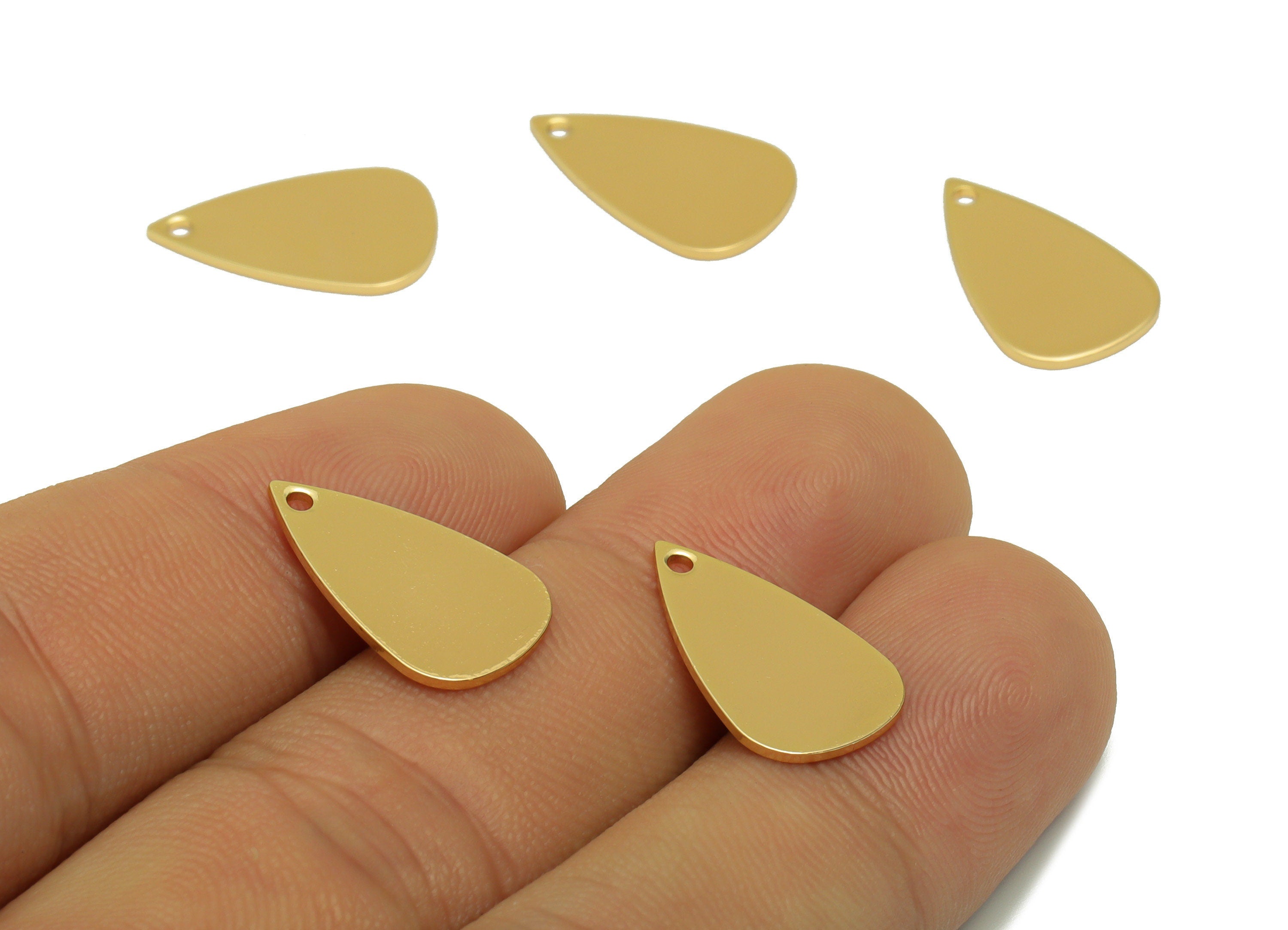 Brass Earring Drop Charm - Teardrop Earring Charm - For Necklace- Brass Drop Pendant - 18K Real Gold Plating - 17.89x10.8x0.82mm - RGP6716 - DOMEDBAZAAR