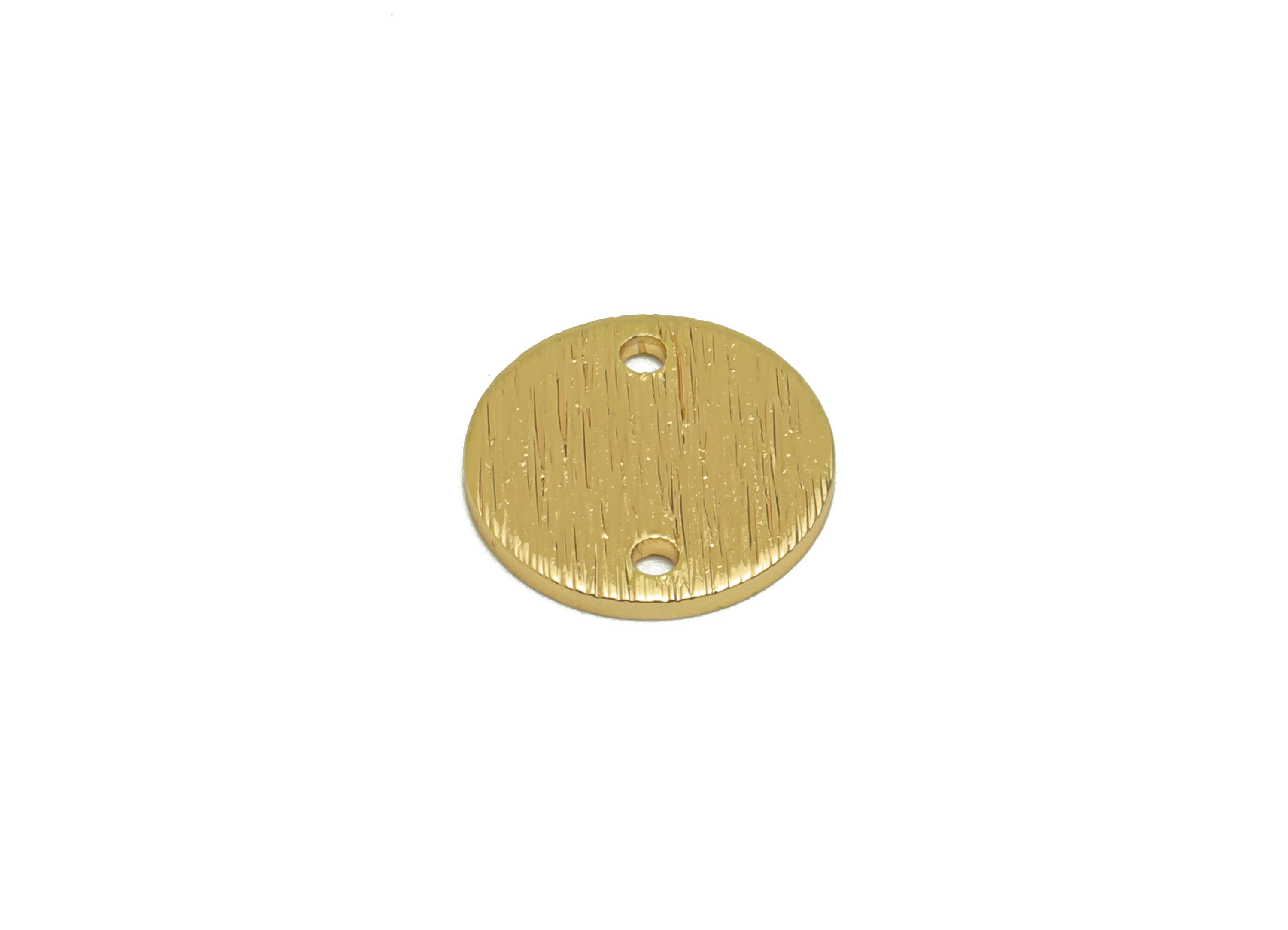 Brass Earring Connector - Textured Round Earring Charm - Brass Semi Connector - 18K Real Gold Plating - 12.04x12.04x1.08mm - RGP6714 - DOMEDBAZAAR